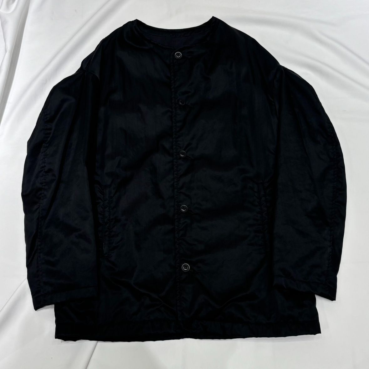 え沖 Y s ワイズ yohji yamamoto ヨウジヤマモト NYLON JACKET ナイロンカラーレスジャケット ブラック サイズ1 リバーシブル コットン コート MD 0 48