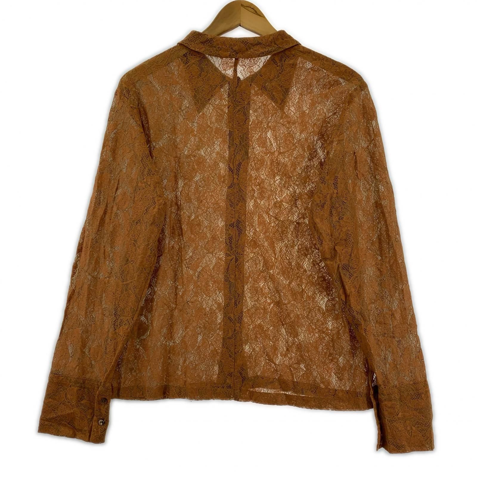  IENA SLOBE イエナ スローブ 総レース ボウタイブラウス size表記なし ブラウン 長袖 シャツ ブラウス