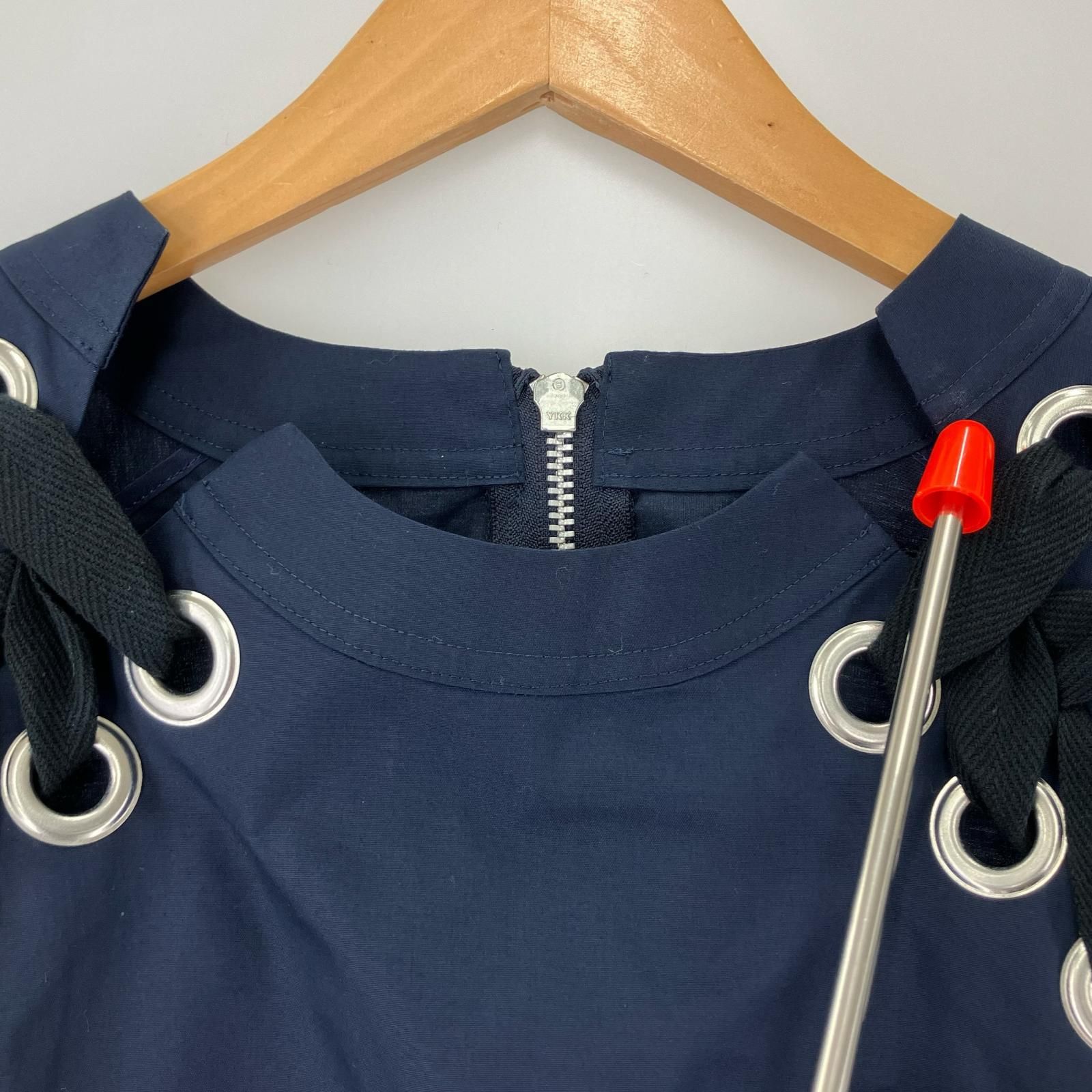 Sacai サカイ レースアップワンピース size2/ネイビー - メルカリ