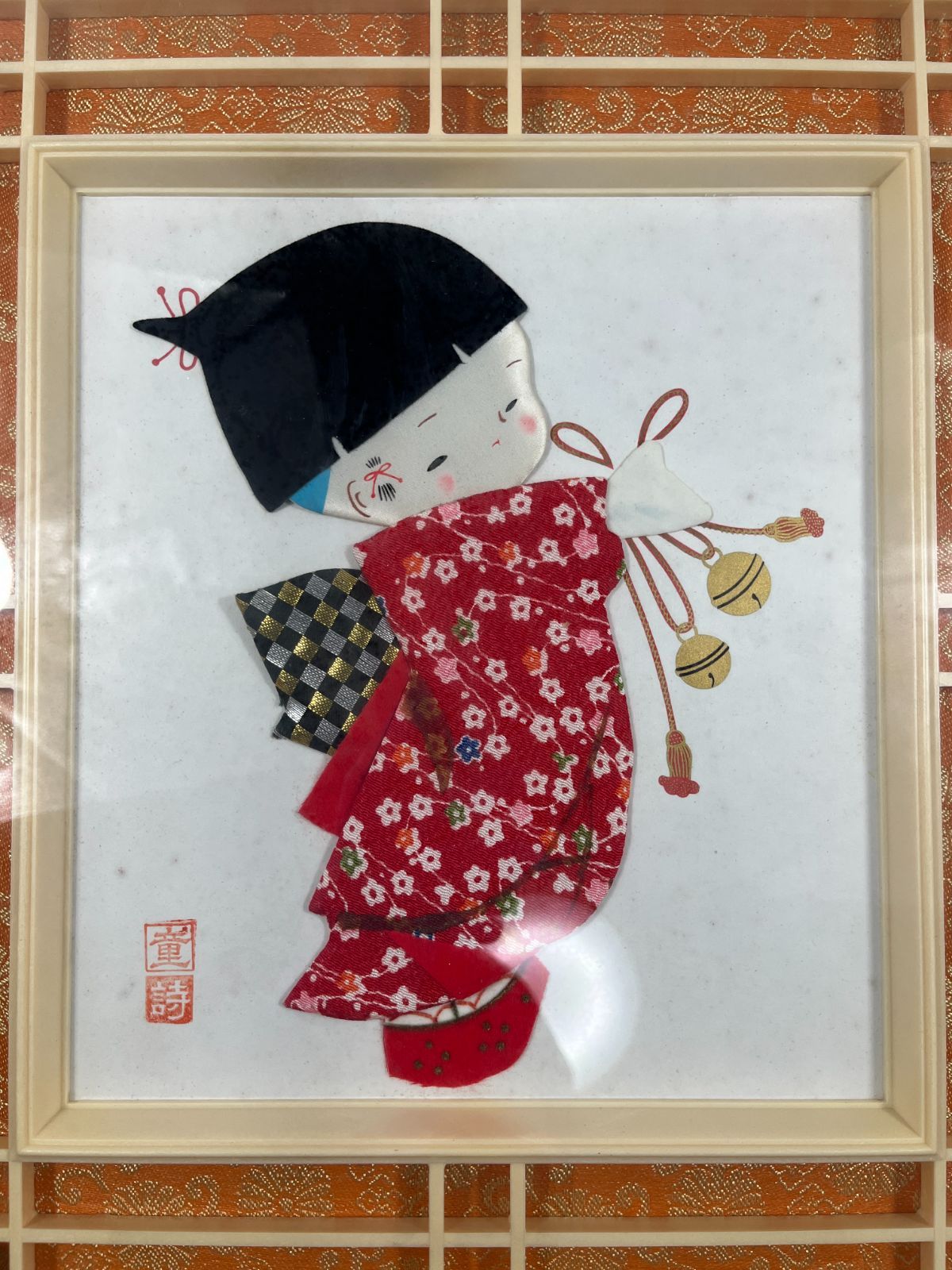 民芸シリーズ 押絵 童詩 絵画 貼り絵 日本 紙 童 女の子 インテリア