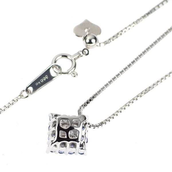Pt999/K18WG サファイア ダイヤモンド ペンダントネックレス 0.27ct D0