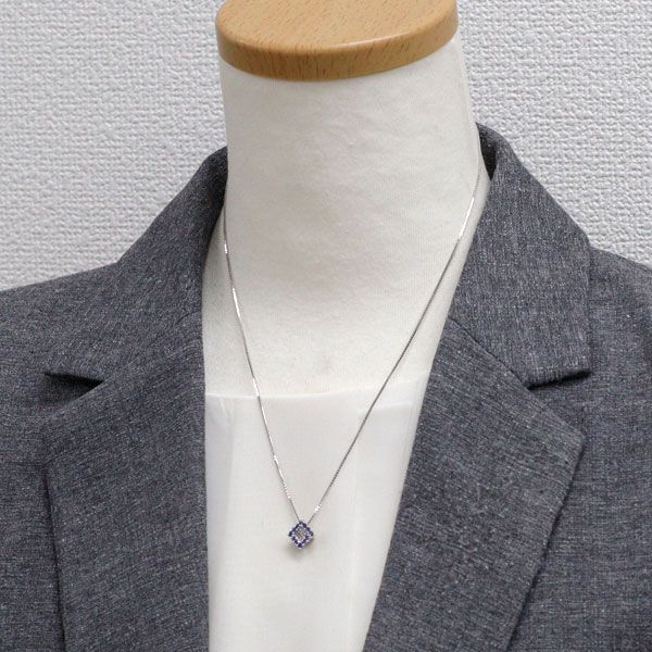 Pt999/K18WG サファイア ダイヤモンド ペンダントネックレス 0.27ct D0