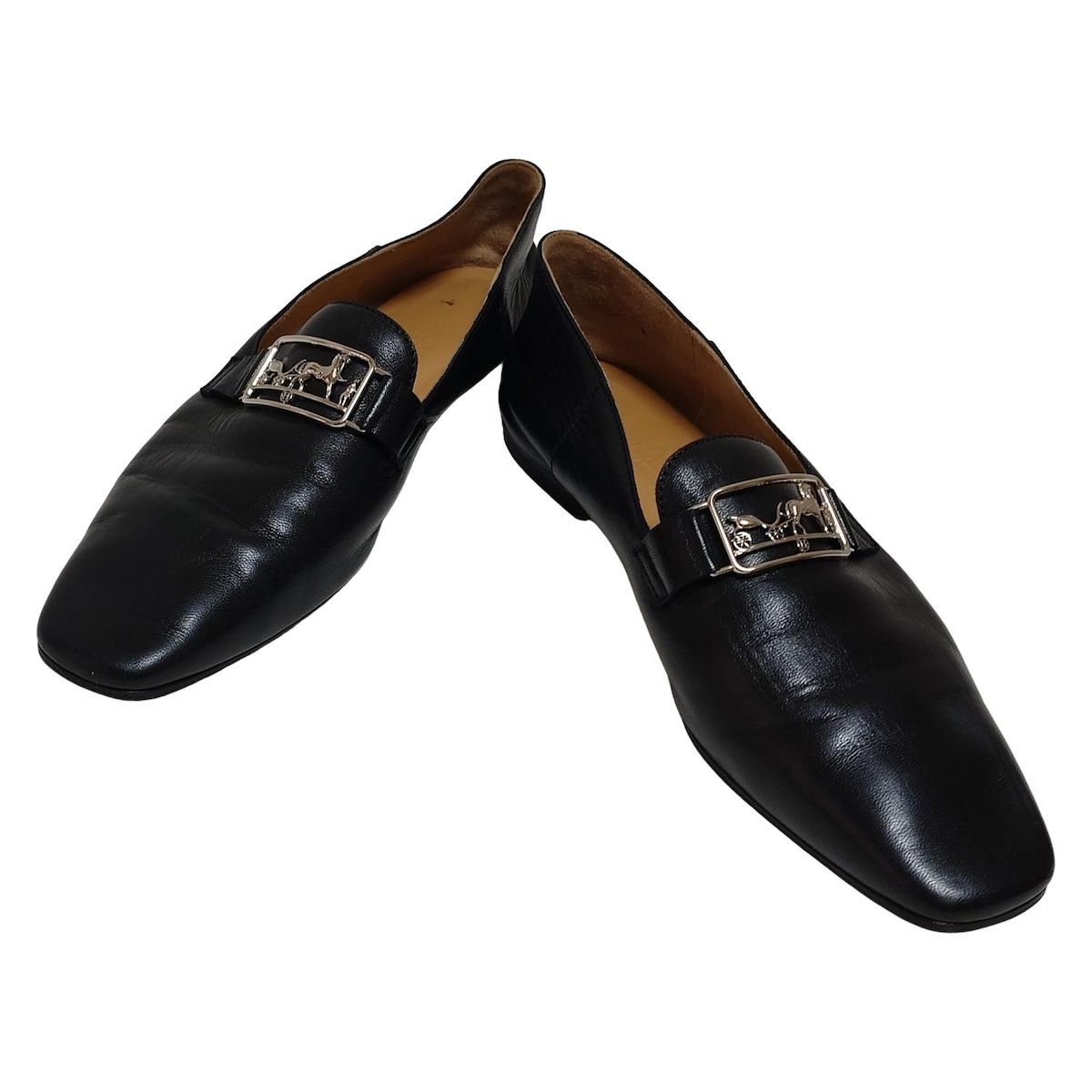 HERMES(エルメス) ローファー 37 レディース タイム 191255Z 黒