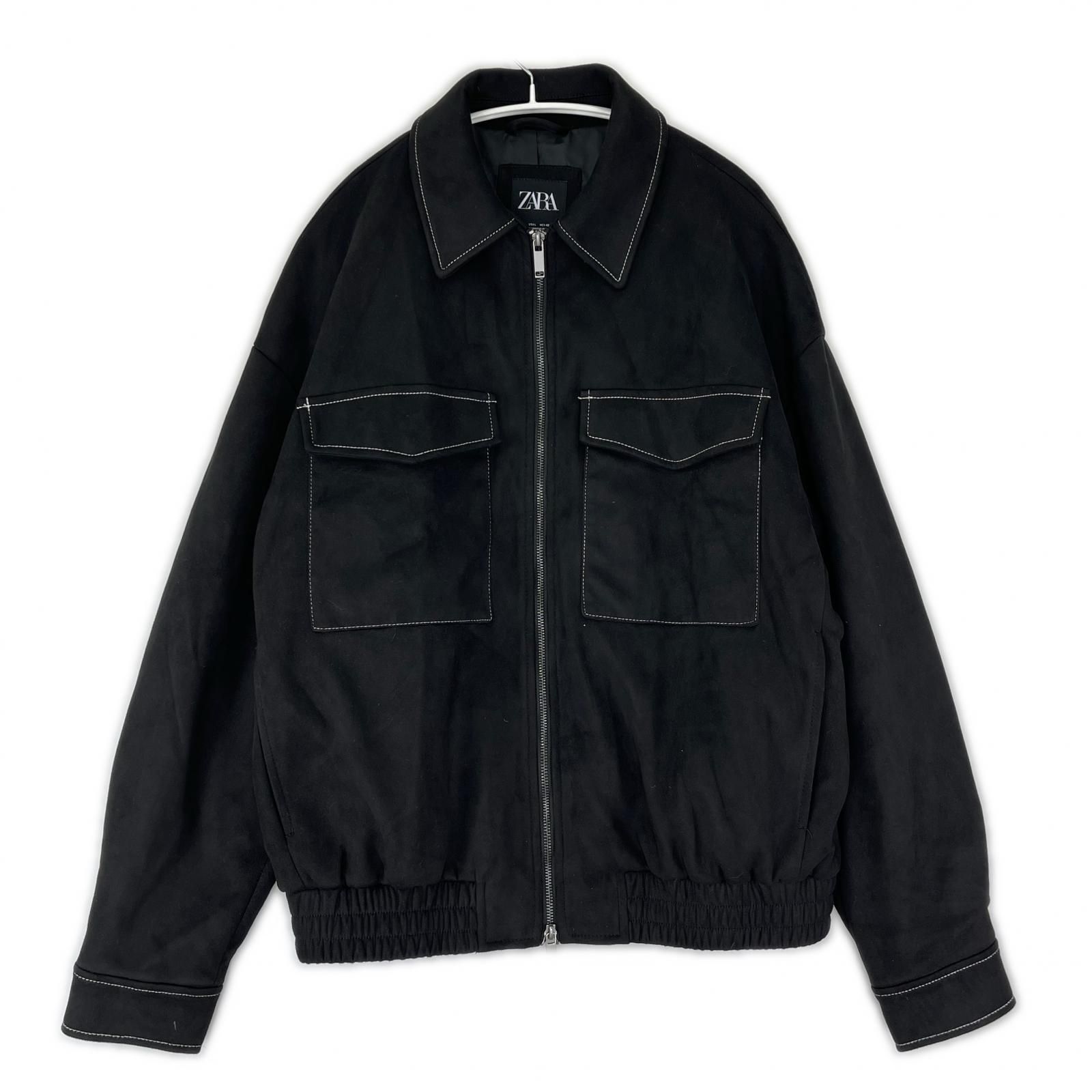 ZARA ザラ スエード調 ダブルジッパージャケット sizeEURL/ブラック 