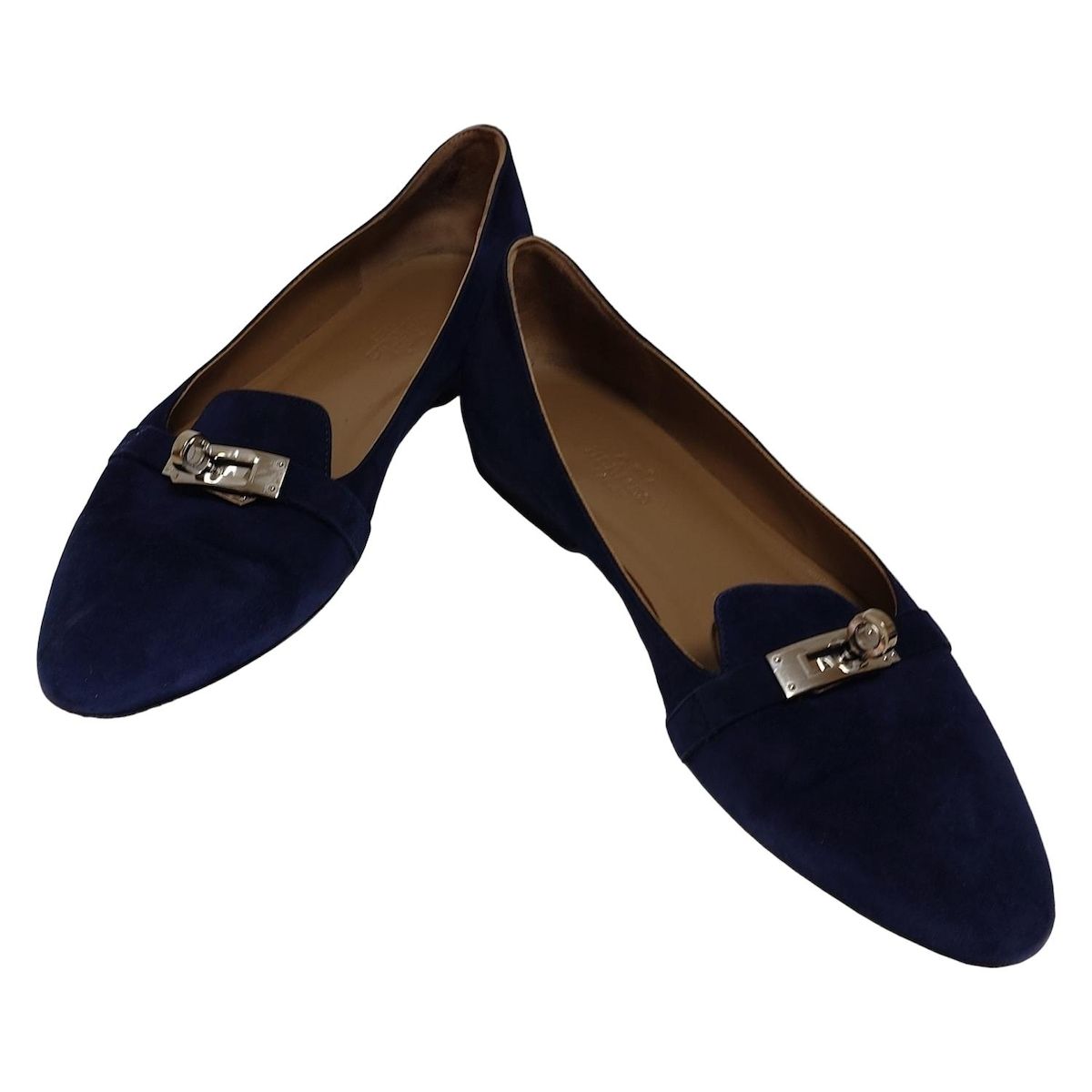 HERMES(エルメス) フラットシューズ 37 レディース - ネイビー