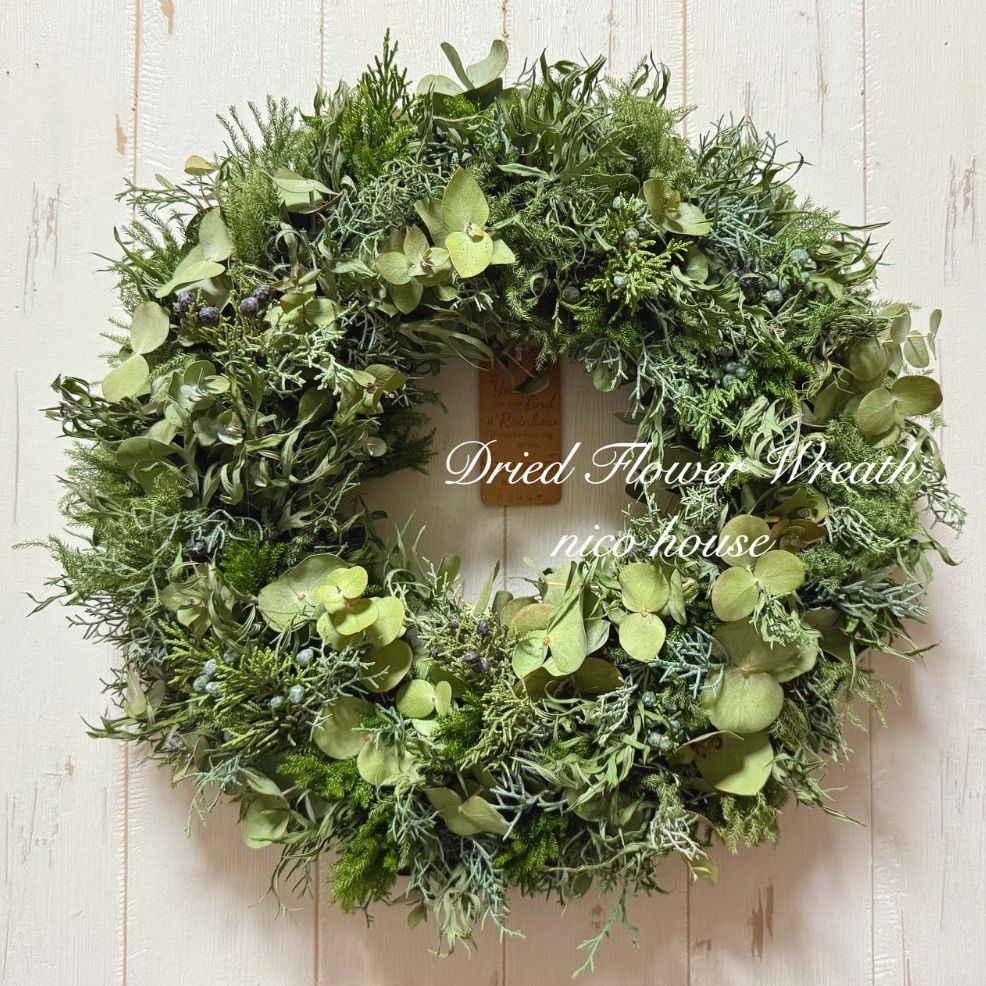 大きめ ドライフラワーリース 直径約38 cm リース ラウンドリース グリーンリース