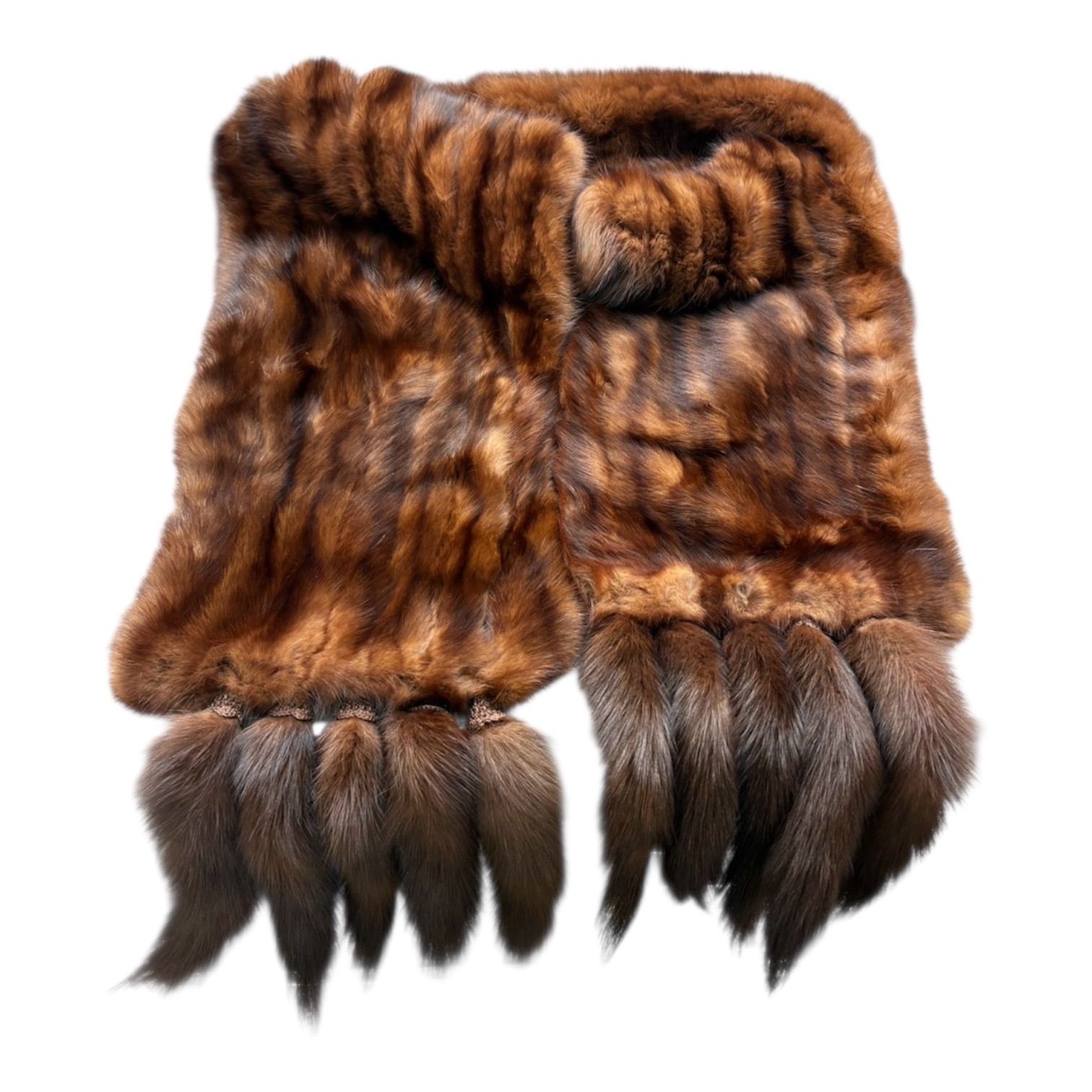 ロシアンセーブル ショール しっぽ付き リアルファー レディース 毛皮