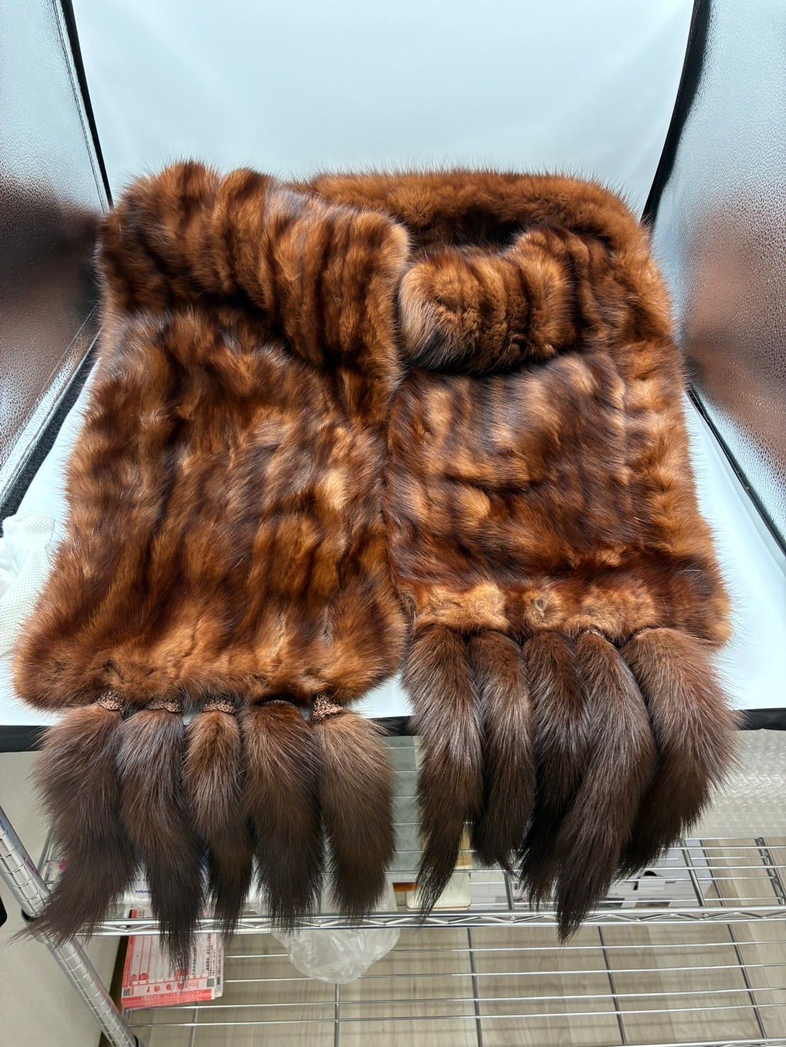 ロシアンセーブル ショール しっぽ付き リアルファー レディース 毛皮