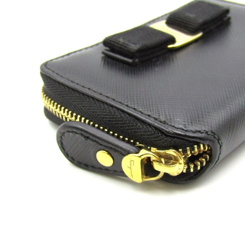 Salvatore Ferragamo サルヴァトーレフェラガモ 小銭入れ 22C135 588285 ラウンドファスナー ケース カーフ ブラック 黒   24005680 Salvatore Ferragamo サルヴァトーレフェラガモ 小銭入れ 22C135