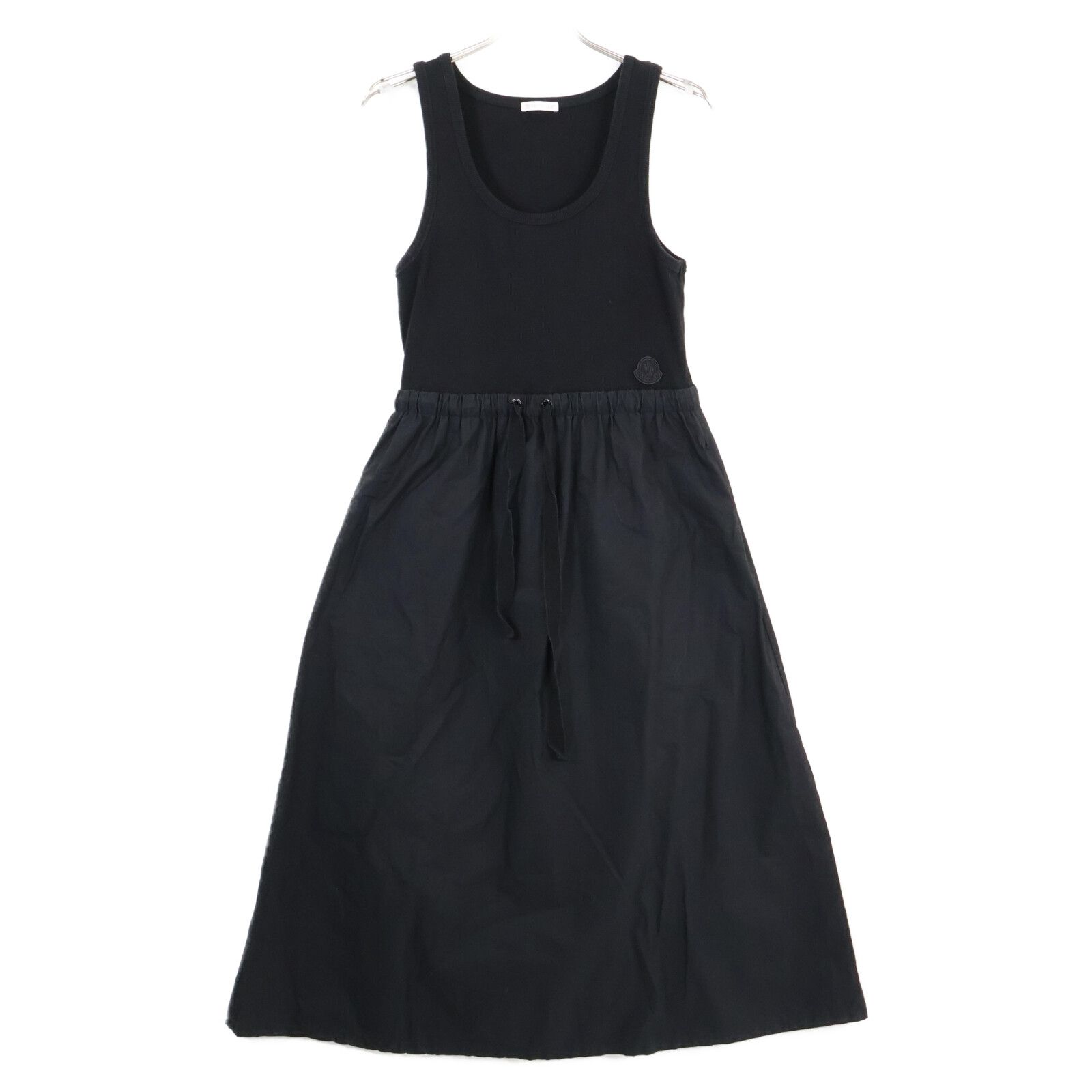 MONCLER モンクレール 23年製 ﾌﾞﾗｯｸ VESTITO ﾘﾌﾞﾆｯﾄ ﾉｰｽﾘｰﾌﾞ ﾜﾝﾋﾟｰｽ S