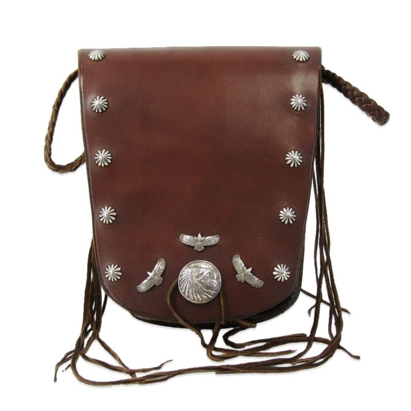 KEN KIKUCHI ケンキクチ メディスンバッグ イーグル コンチョ サドル ディアスキンレース アポロコンチョ ブラウン