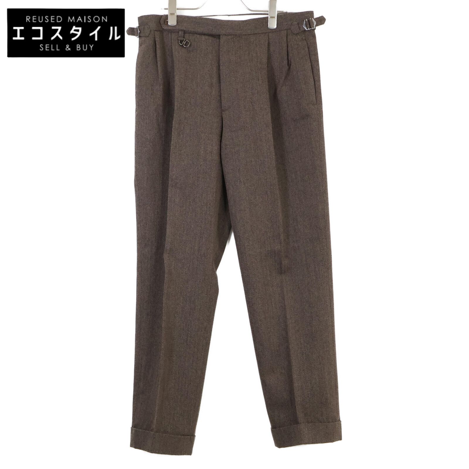 ORTELO オルテロ 【ﾋﾞｰﾑｽF別注】ﾌﾞﾗｳﾝ ｻｲﾄﾞｱｼﾞｬｽﾀｰ ｳｰﾙｽﾗｯｸｽﾊﾟﾝﾂ 48