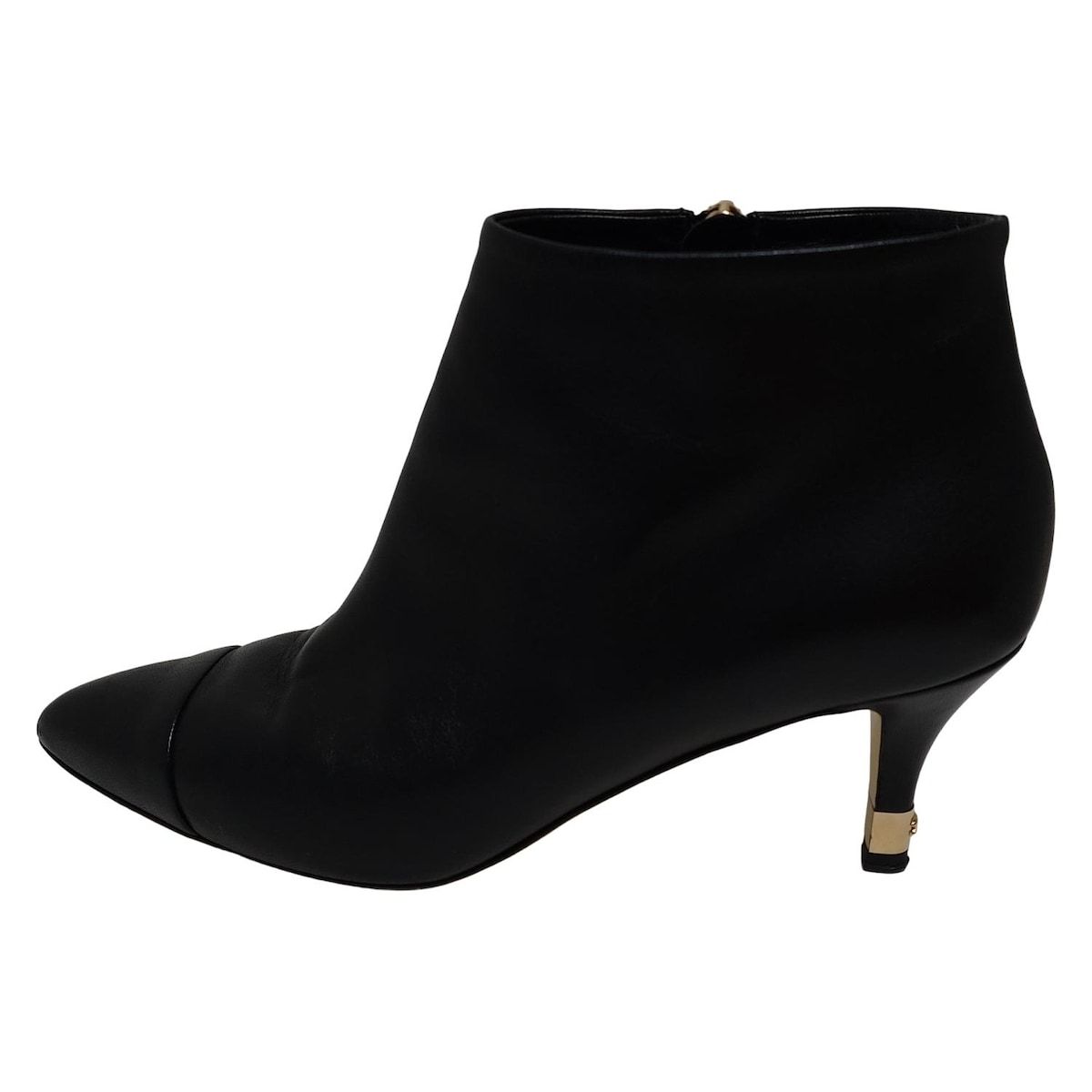 CHANEL シャネル ショートブーツ 37 1 2 c レディース - G 30194 黒 レザー