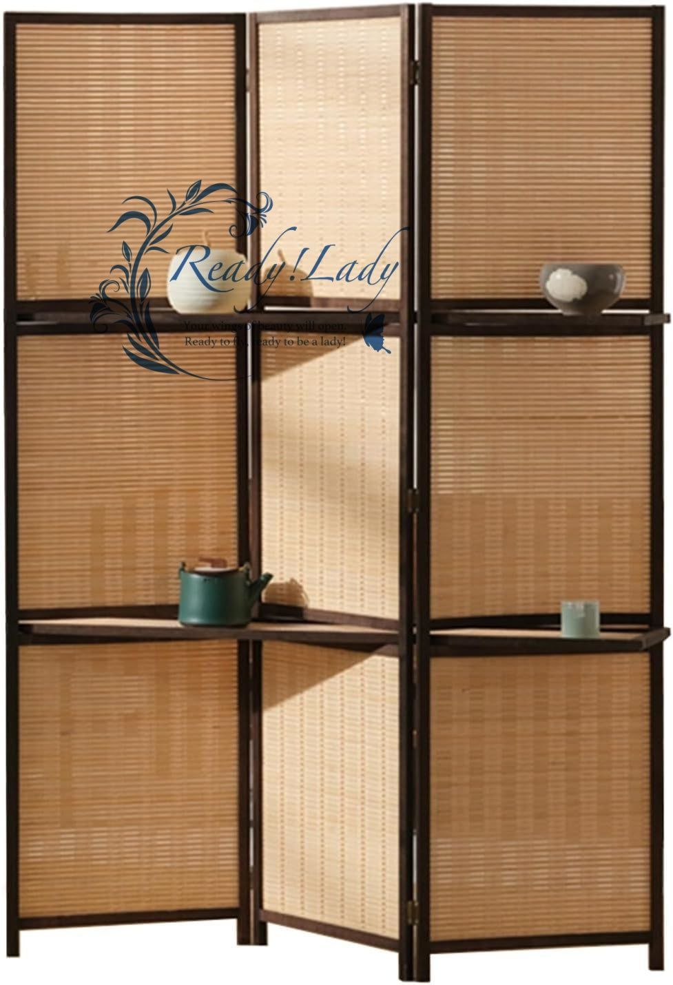  パーテーション 衝立 部屋 仕切り 間仕切り 150 cm 高い 棚付き竹編みルームディバイダー 4パネル自立型ポータブルパーティションスクリーン 自宅 寝室 オフィス 勉強や会議用 ドア 扉 板戸 障子 住宅設備