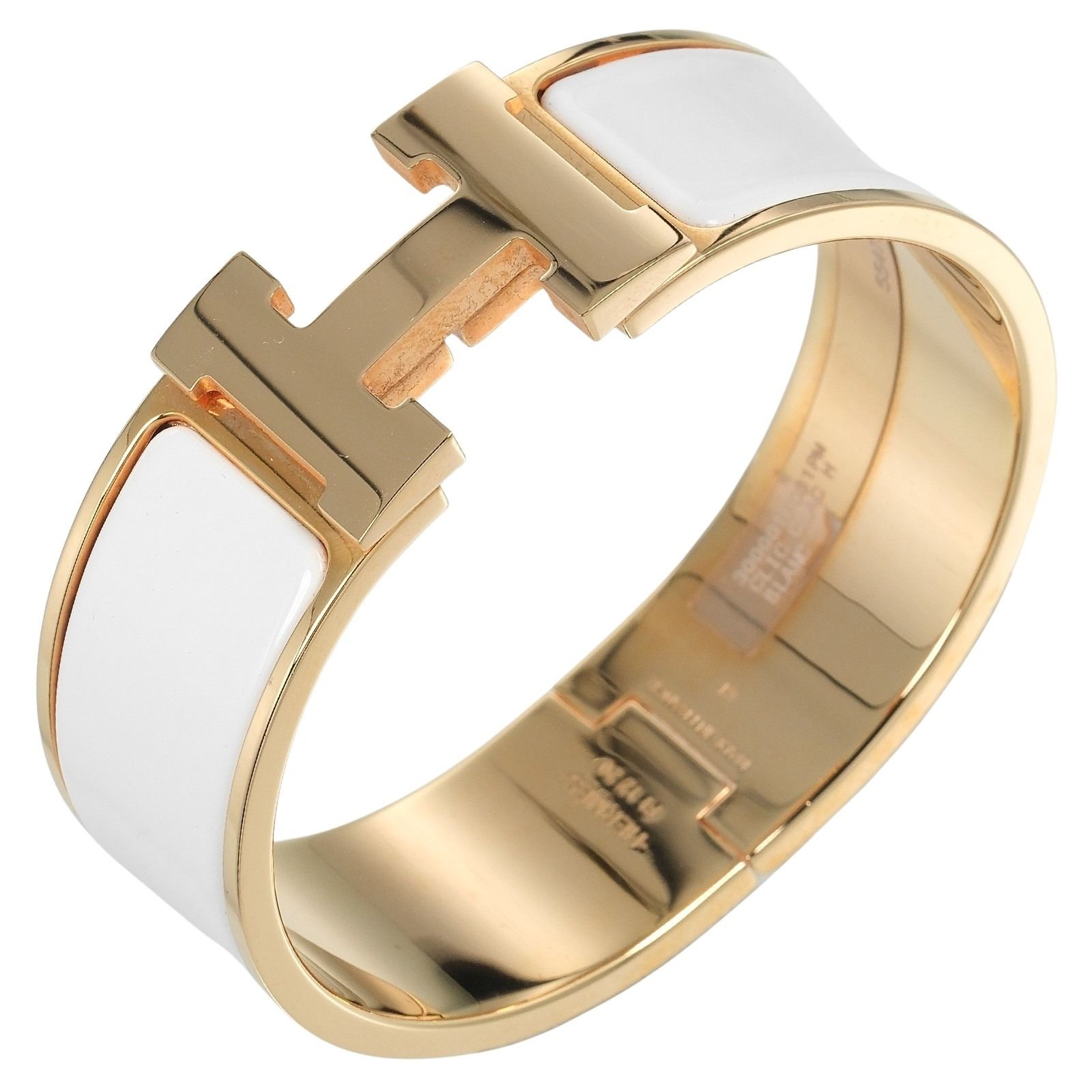 HERMES】エルメス クリッククラック GM Hバングル 金メッキ×エナメル