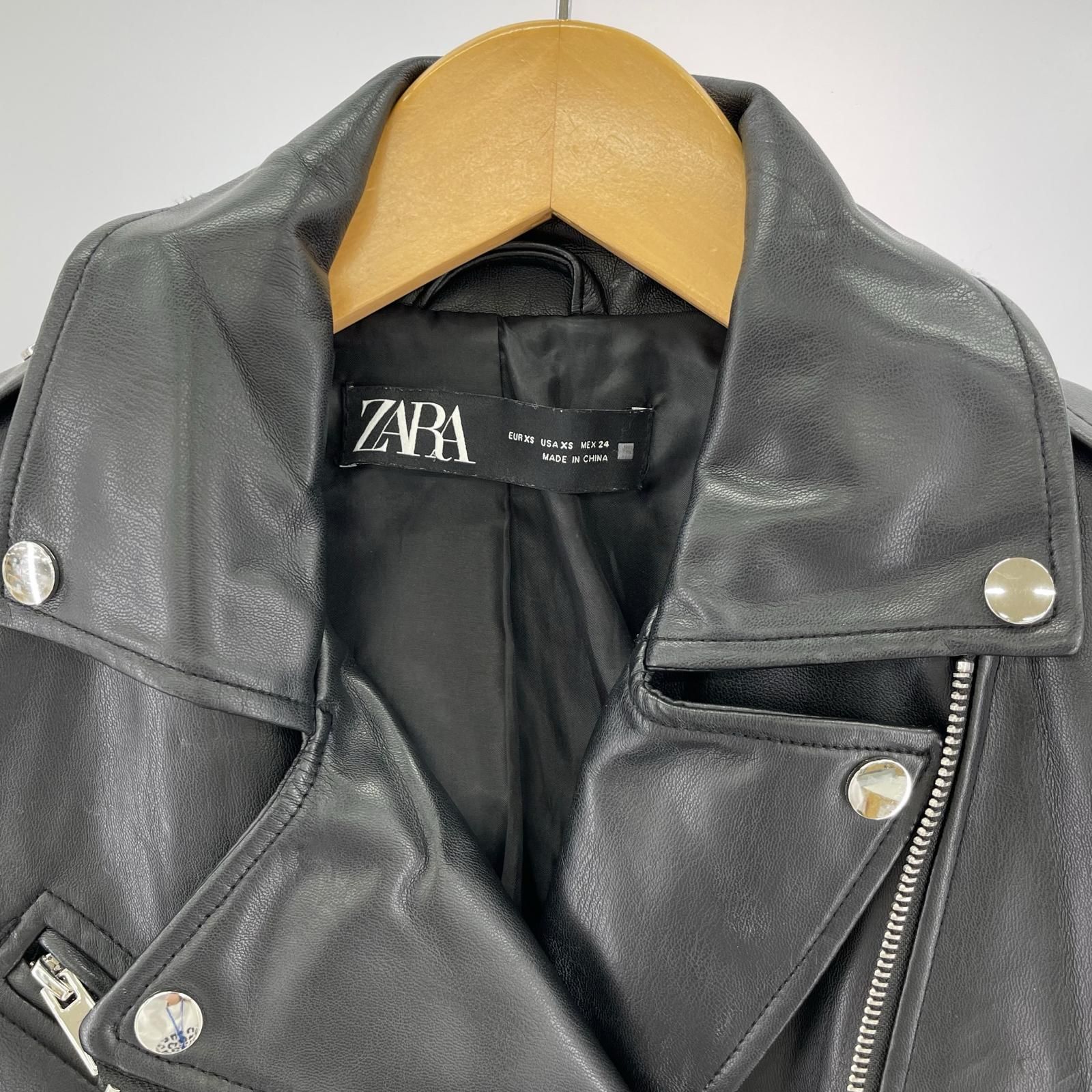 ZARA ザラ ベルト付きライダースジャケット sizeEUR XS/ブラック