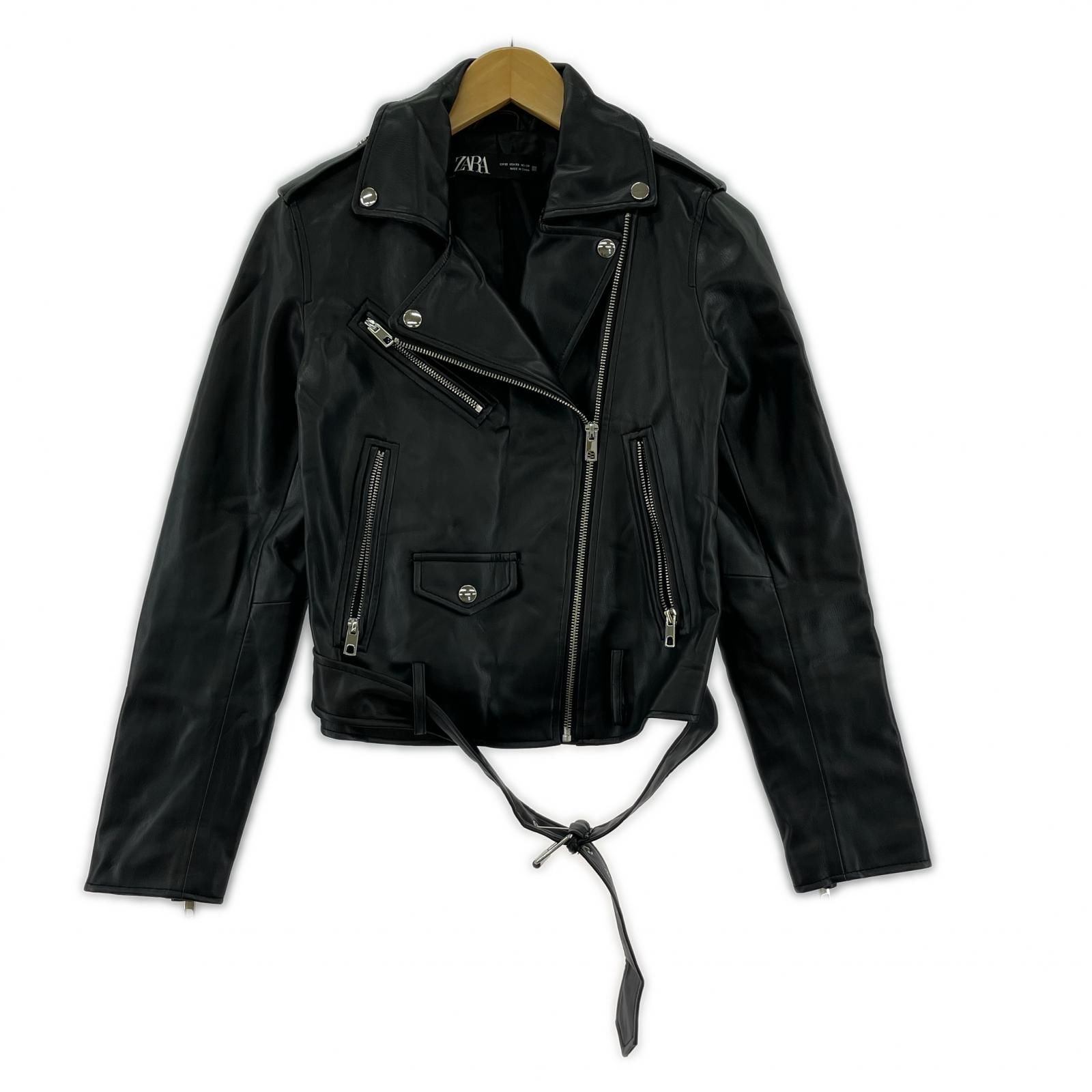 ZARA ザラ ベルト付きライダースジャケット sizeEUR XS/ブラック