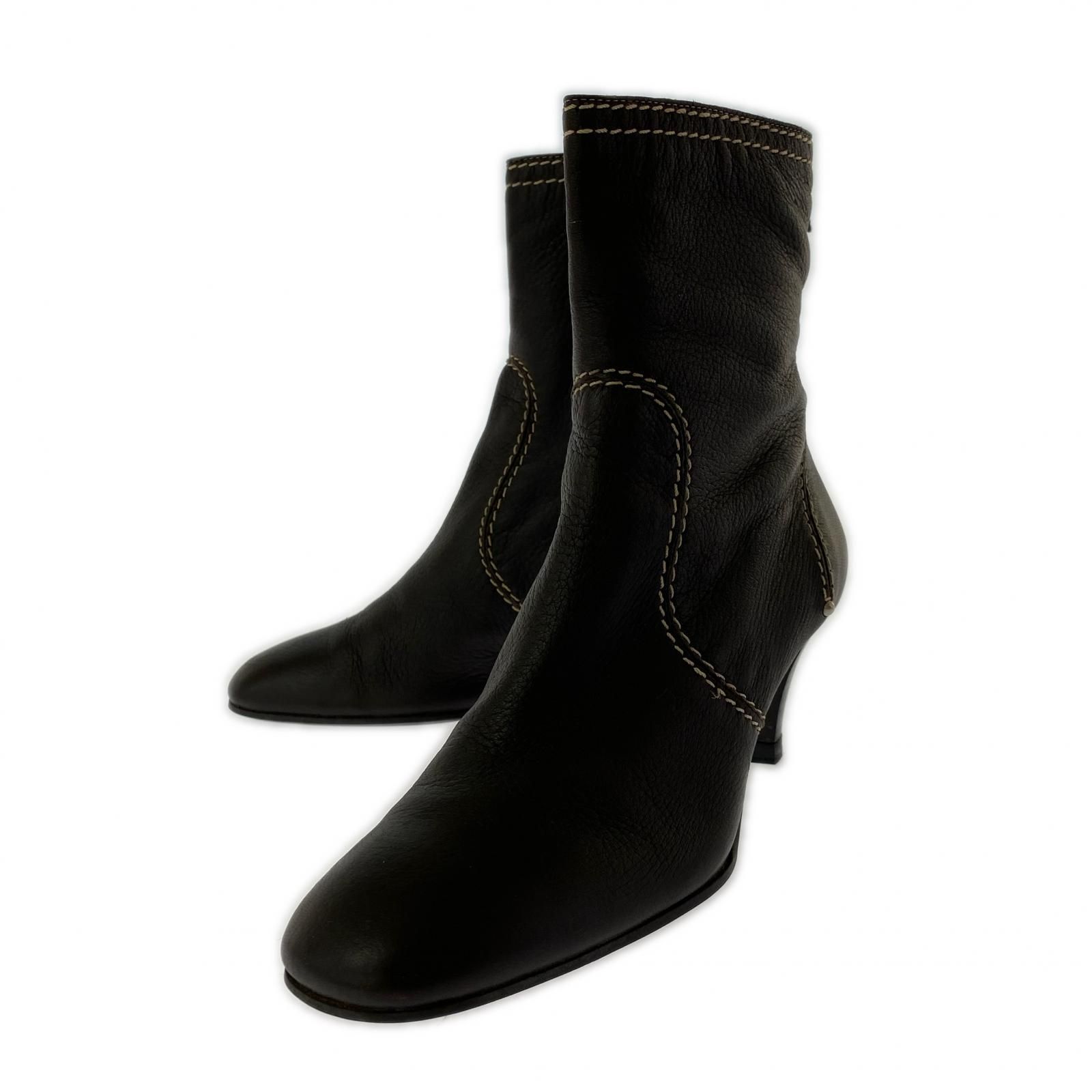 BALLY バリー 配色ステッチ ショートブーツ size35/ダークブラウン