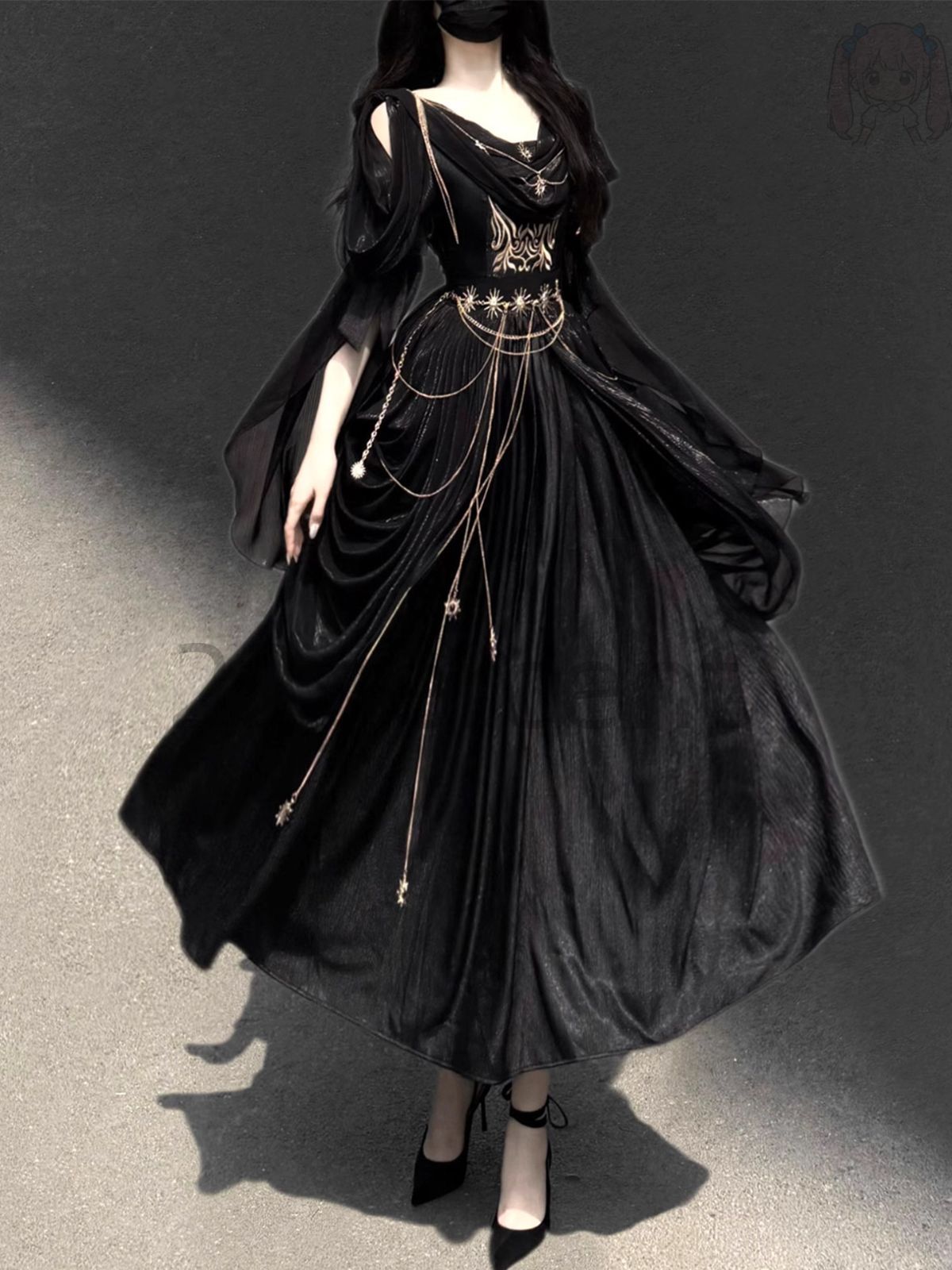 ダークカラー ゴシック ロリータ ワンピース 高貴 エレガント ロングドレス おしゃれ フォーマル パーティー イベント 特別な日 ミステリアス 個性的 大人可愛い その他 コスプレ衣装 コスチューム コスプレ