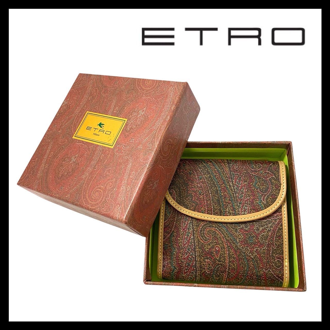 ETRO】ペイズリー柄 二つ折り財布 レザー ブラウン/茶系 683-729 