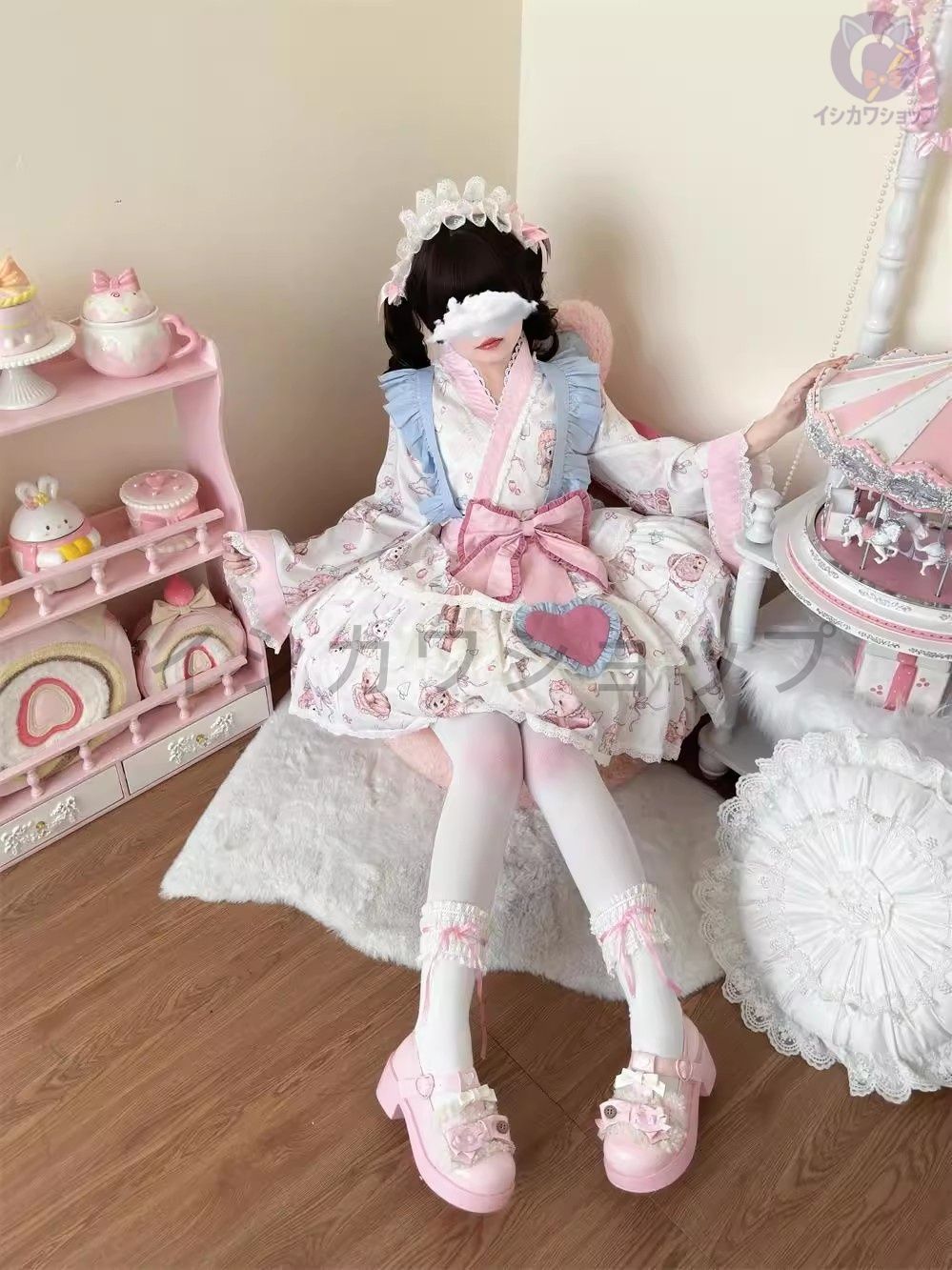 ビッグサイズ ロリータ セットアップ メイド服 カワイイ 甘ロリ おしゃれ フォーマル パーティードレス イベント 特別な日 プレゼント 清楚系 着痩せ