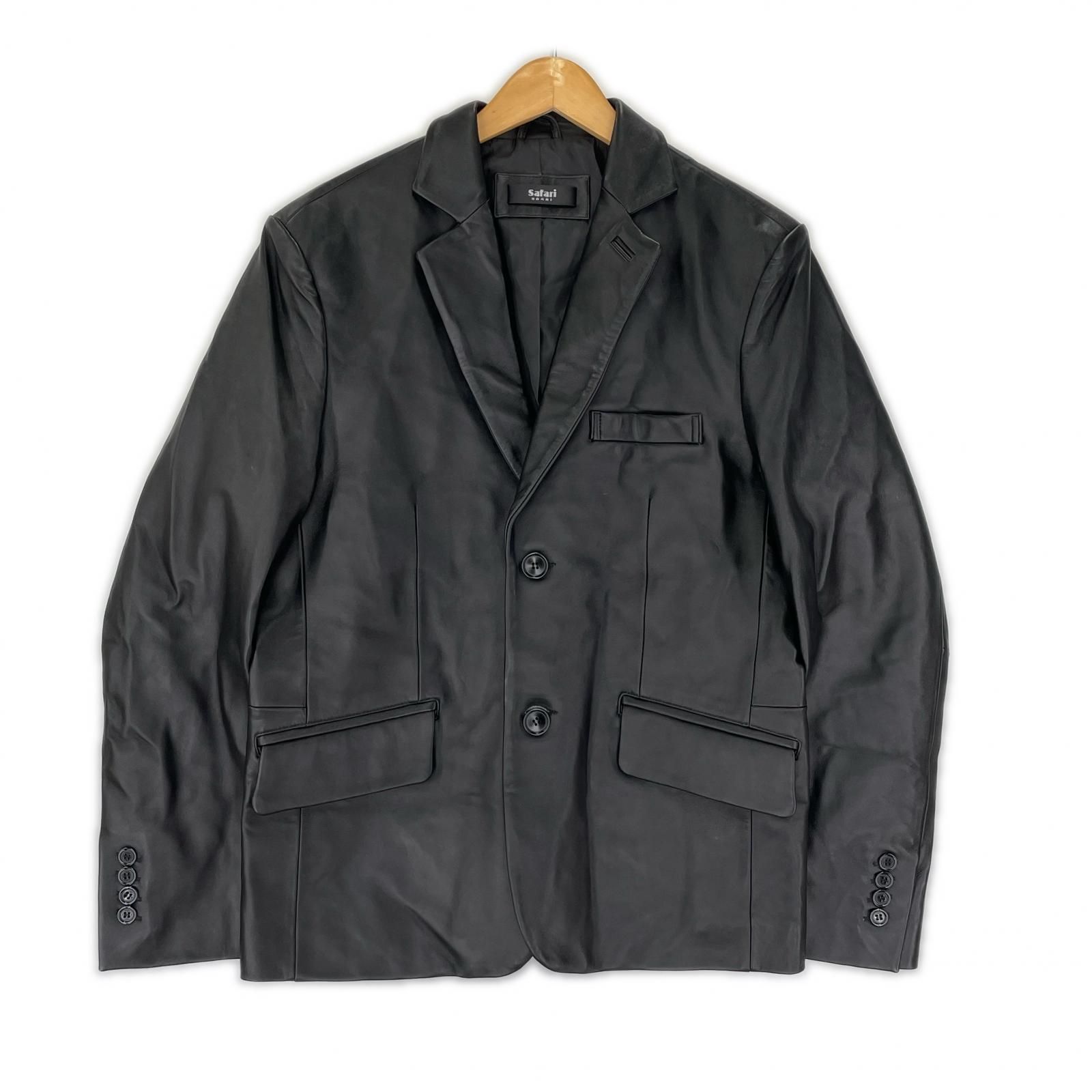 safari HOMME サファリオム ラムレザージャケット sizeM/ブラック 所々