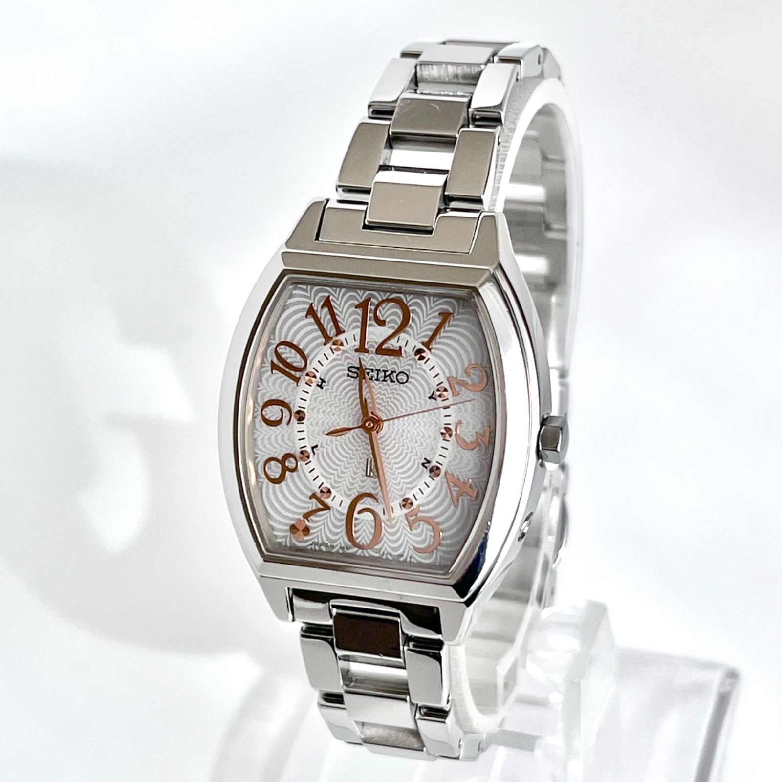 セイコー ルキア レディース 腕時計 稼働 電波ソーラー 磨き済み SEIKO LUKIA シルバー文字盤 ゴールド