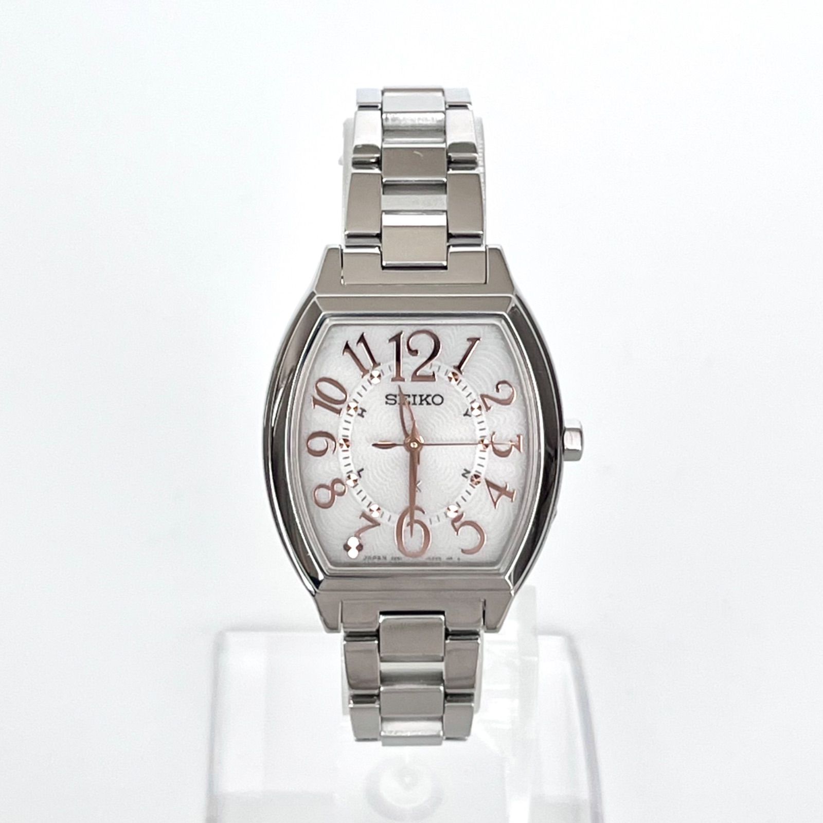  セイコー ルキア レディース 腕時計 稼働 電波ソーラー 磨き済み SEIKO LUKIA シルバー文字盤 ゴールド 金属ベルト 時計