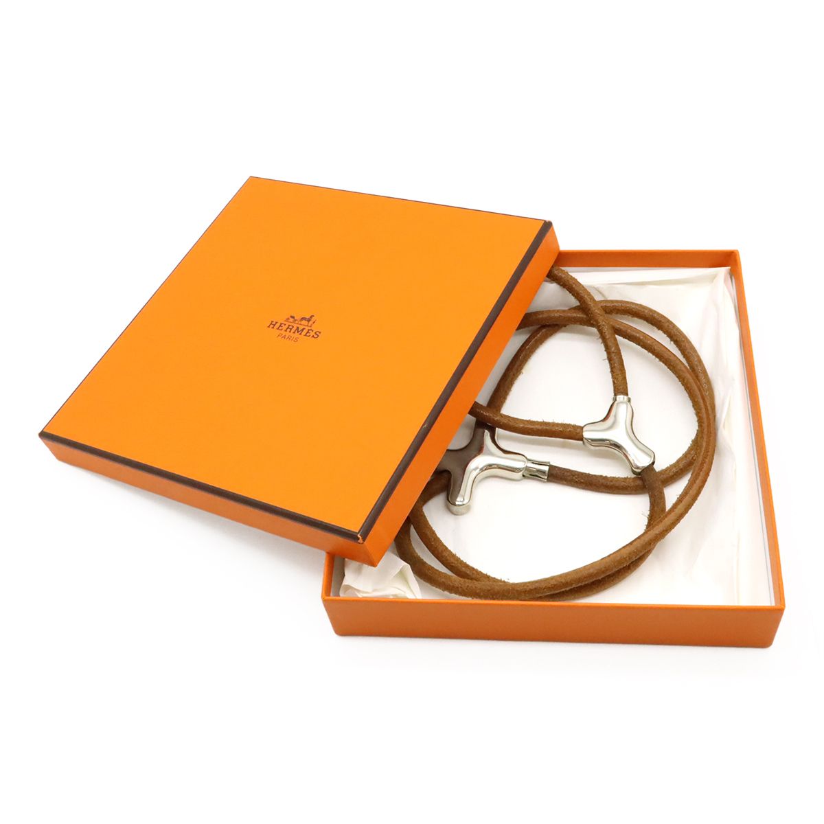  HERMES エルメス ヘラクリード ペット ドッグリード 首輪付き 散歩 レザー メタル ブラウン 茶 シルバー金具 その他 小物