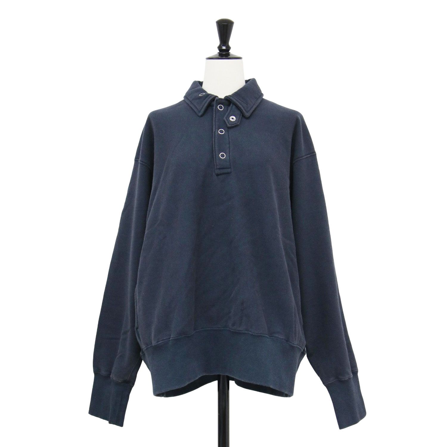 JANE SMITH ジェーンスミス スウェット  ネイビー 紺 サイズ:M | スナップカラー スウェットシャツ | プルオーバー | 長袖 襟付き 裏毛 コットン | トップス トレーナー プルオーバー【レディース】【中古】【K4646】 JANE SMITH ジェーンスミス スウェット ネイビー 紺 サイズ:M