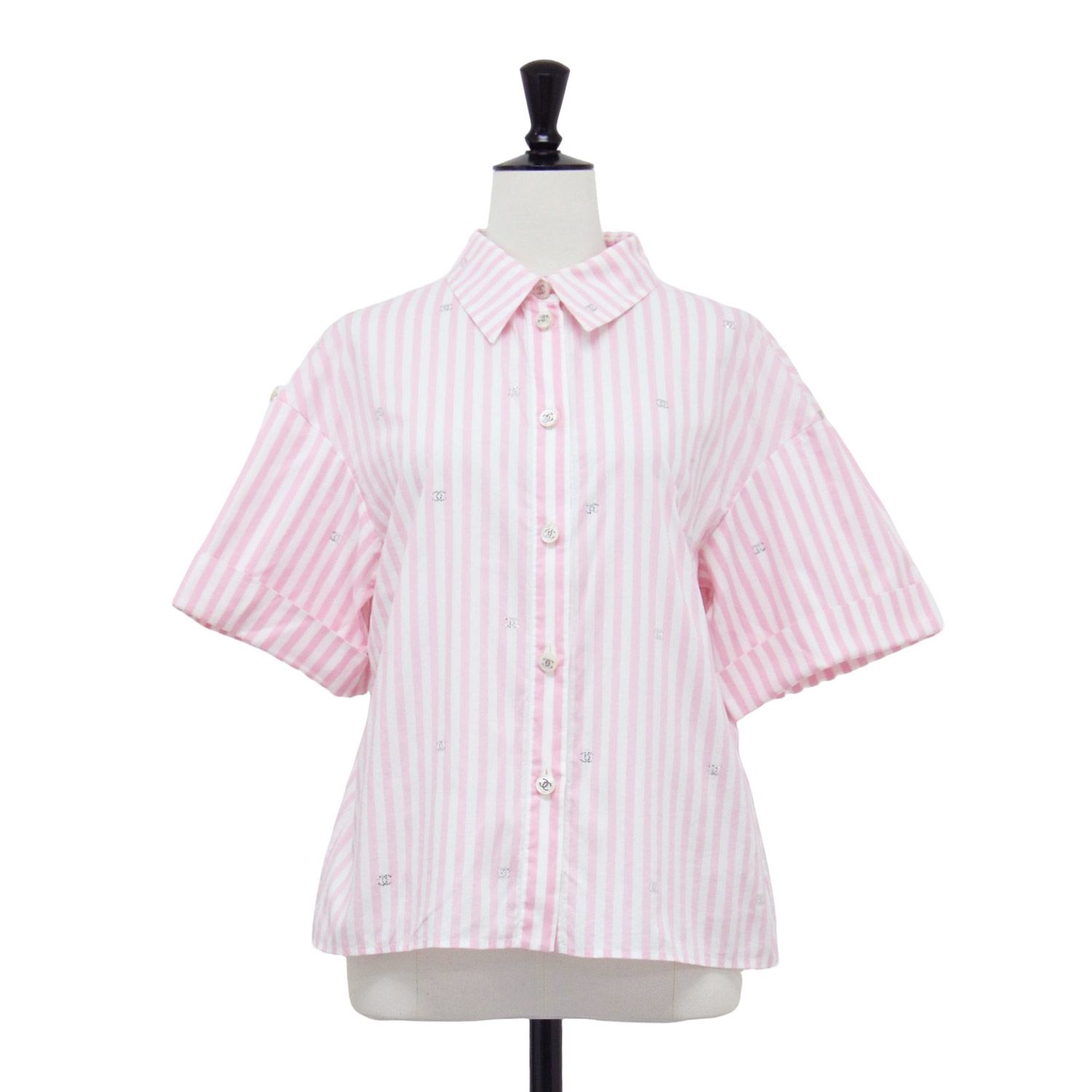 CHANEL シャネル シャツ ピンク ホワイト サイズ:36(S) | 24春夏