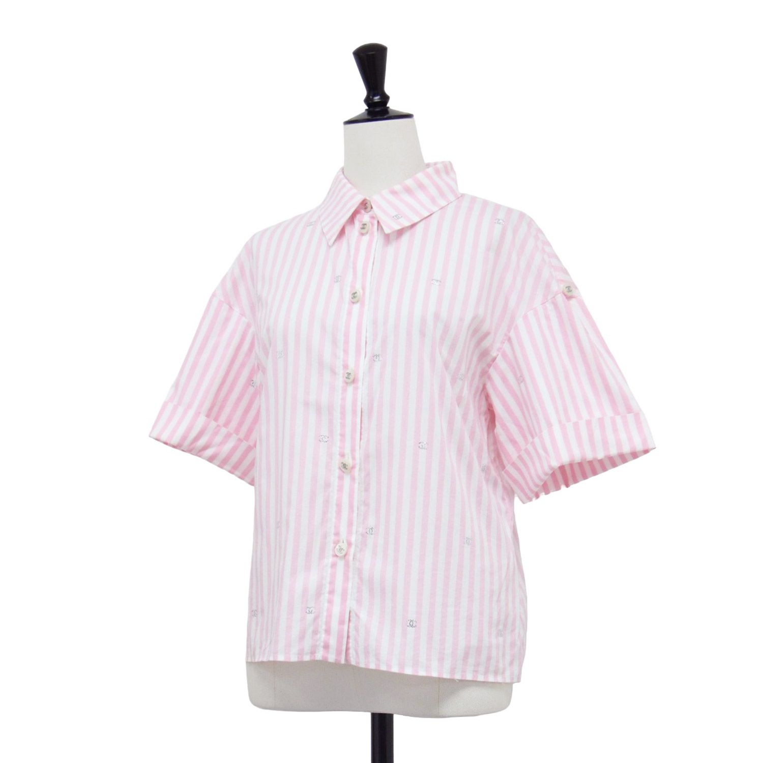 CHANEL シャネル シャツ ピンク ホワイト サイズ:36(S) | 24春夏