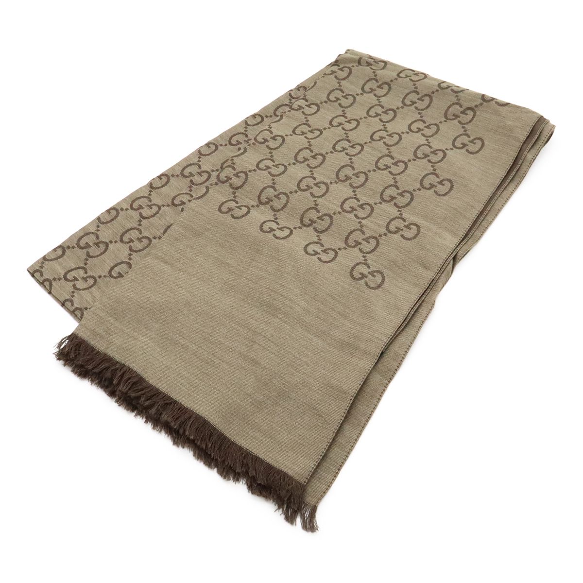 GUCCI グッチ GGロゴ ストール ショール マフラー フリンジ ウール70