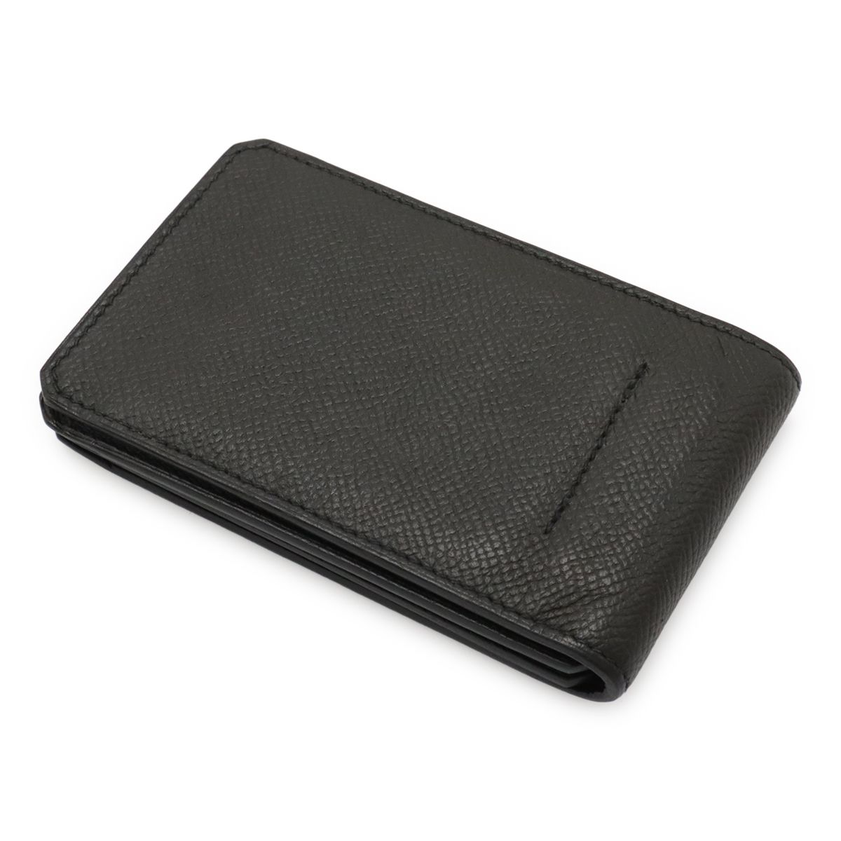 HERMES エルメス シティ カードケース カードホルダー 名刺入れ ヴォーエプソン レザー ダークカーキ系 シルバー金具 X刻印