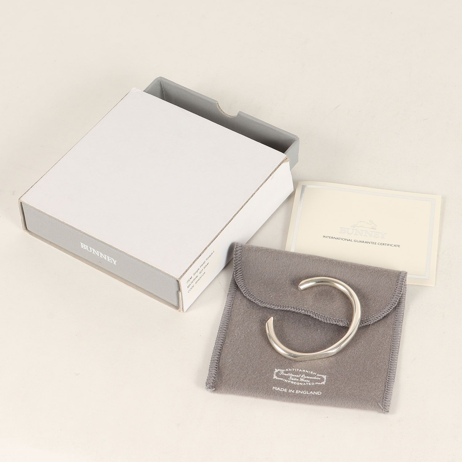 美品】BUNNEY バニー フラット シルバー バングル (Single Facet Toque