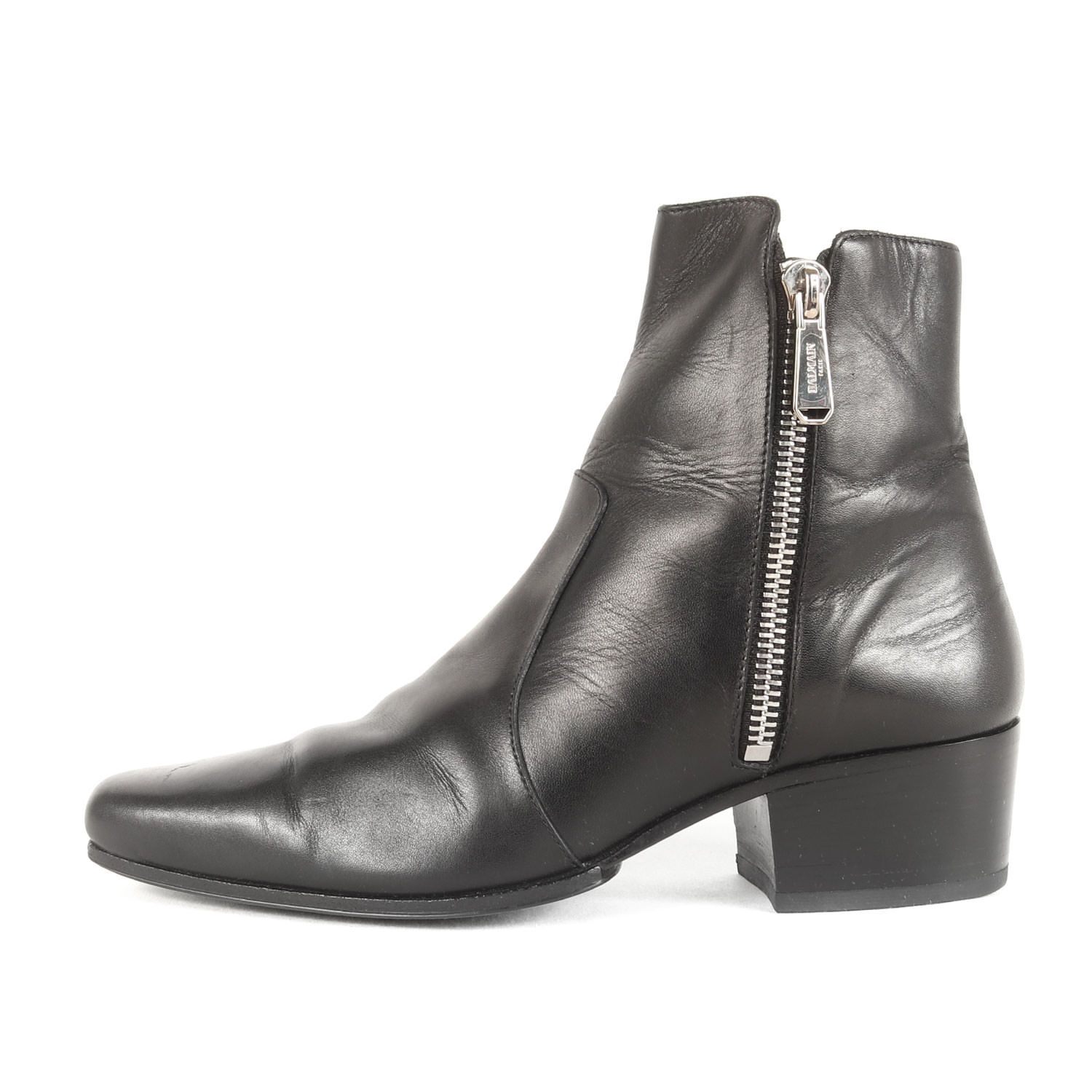 BALMAIN バルマン サイズ:39(24cm相当) | サイドジップ ヒール ブーツ | ブラック 黒 | イタリア製 | ブランド シューズ 靴【メンズ】【中古】【美品】【K4646】 美品】BALMAIN バルマン サイズ:39(24cm相当) | サイドジップ ヒール