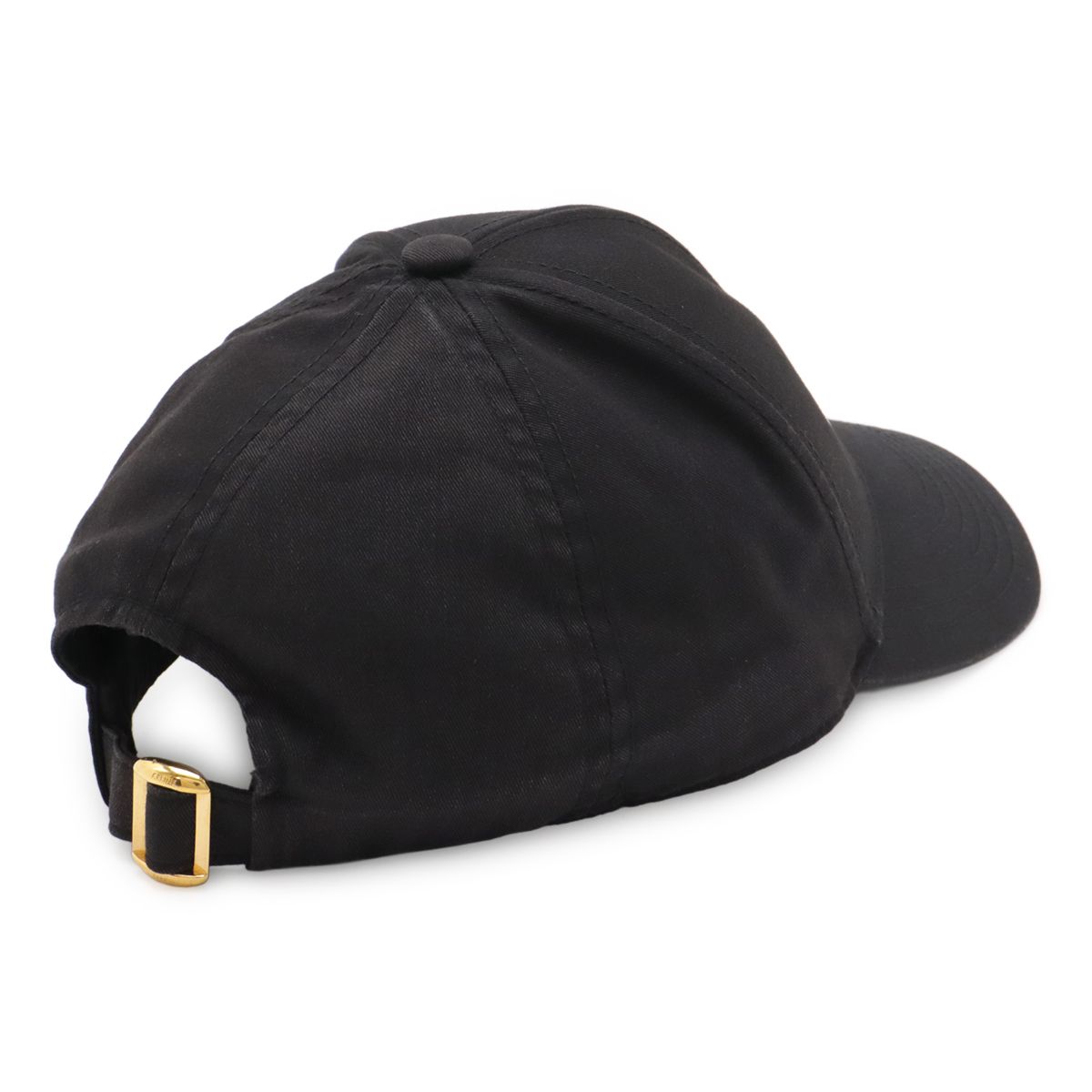 CELINE セリーヌ ベースボールキャップ 帽子 ロゴ刺繍 ポリエステル65 コットン35 ブラック 黒 Mサイズ ゴールド金具