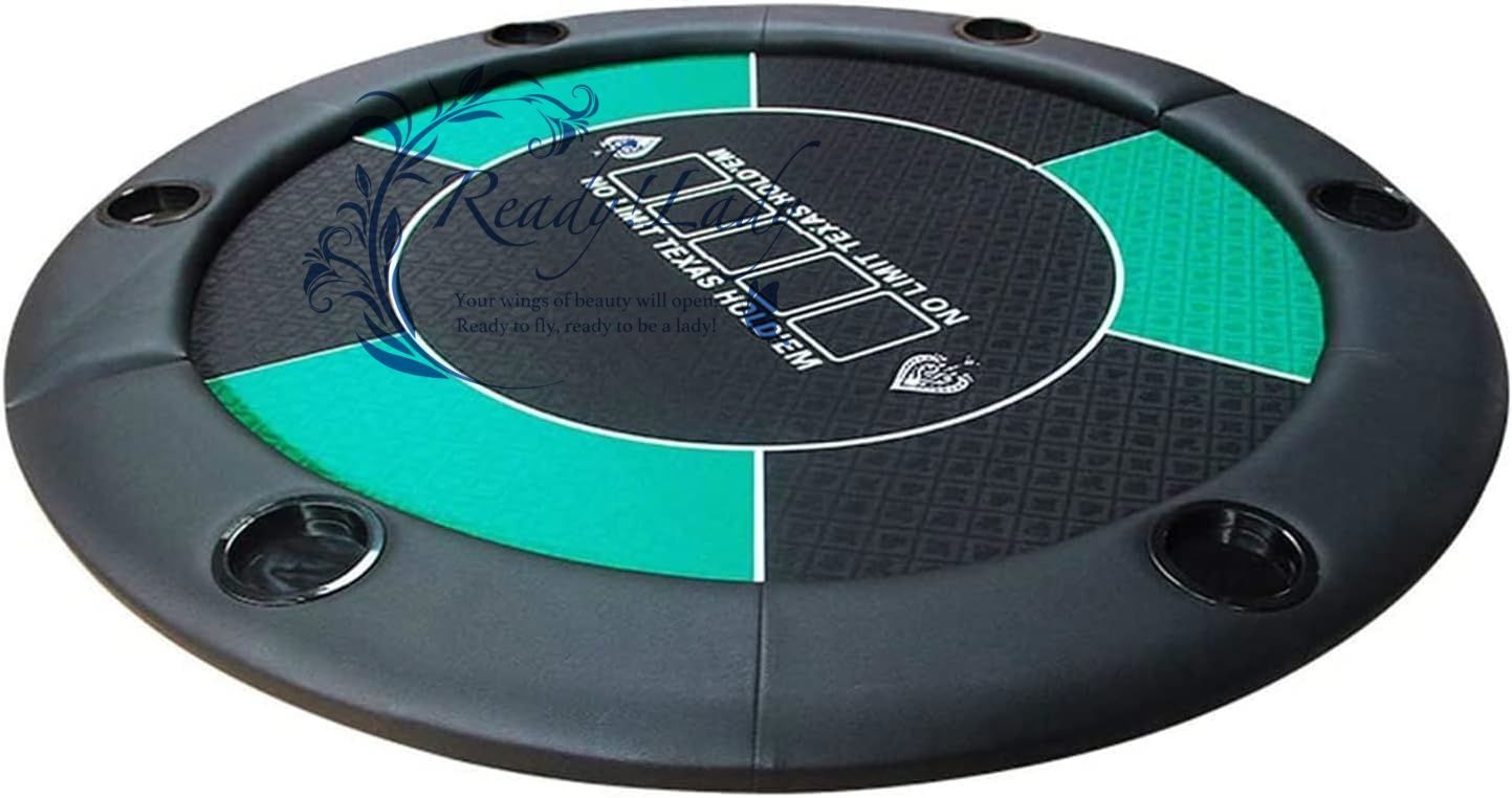 カジノ テーブル 折りたたみ式 ポーカーテーブル 8人用 円形 カップホルダーと収納バッグ付き 収納 持ち運び簡単 ホールデム レジャーゲーム 瞬間 組み立て不要 120 x cm グリーン