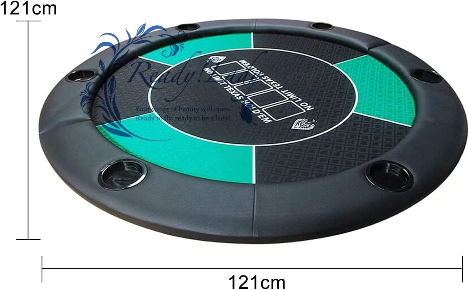 カジノ テーブル 折りたたみ式 ポーカーテーブル 8人用 円形 カップホルダーと収納バッグ付き 収納-持ち運び簡単 ホールデム レジャーゲーム 瞬間 組み立て不要 120 x cm グリーン