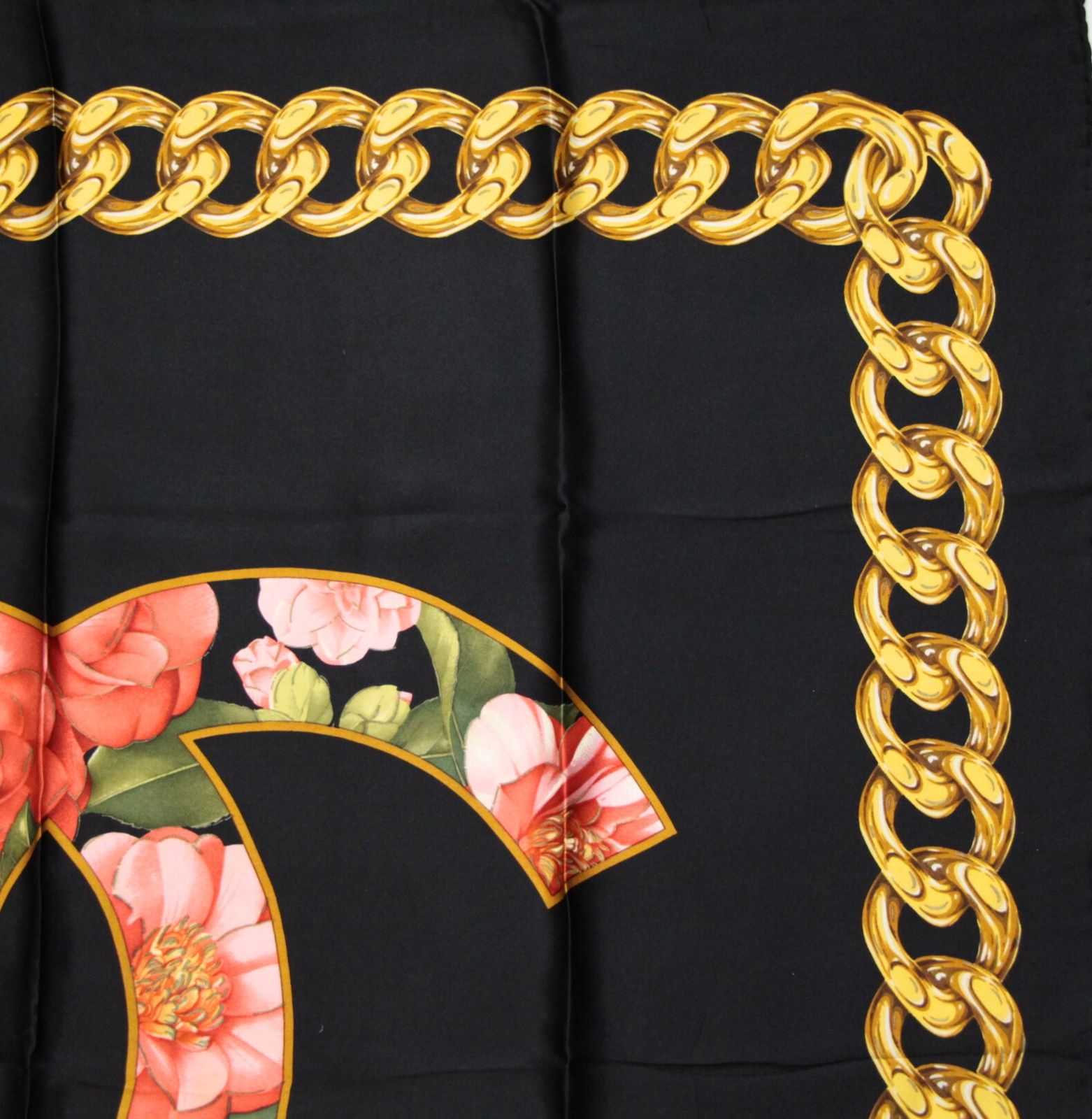 シャネル CHANEL ヴィンテージ 大判スカーフ ココマーク チェーン柄