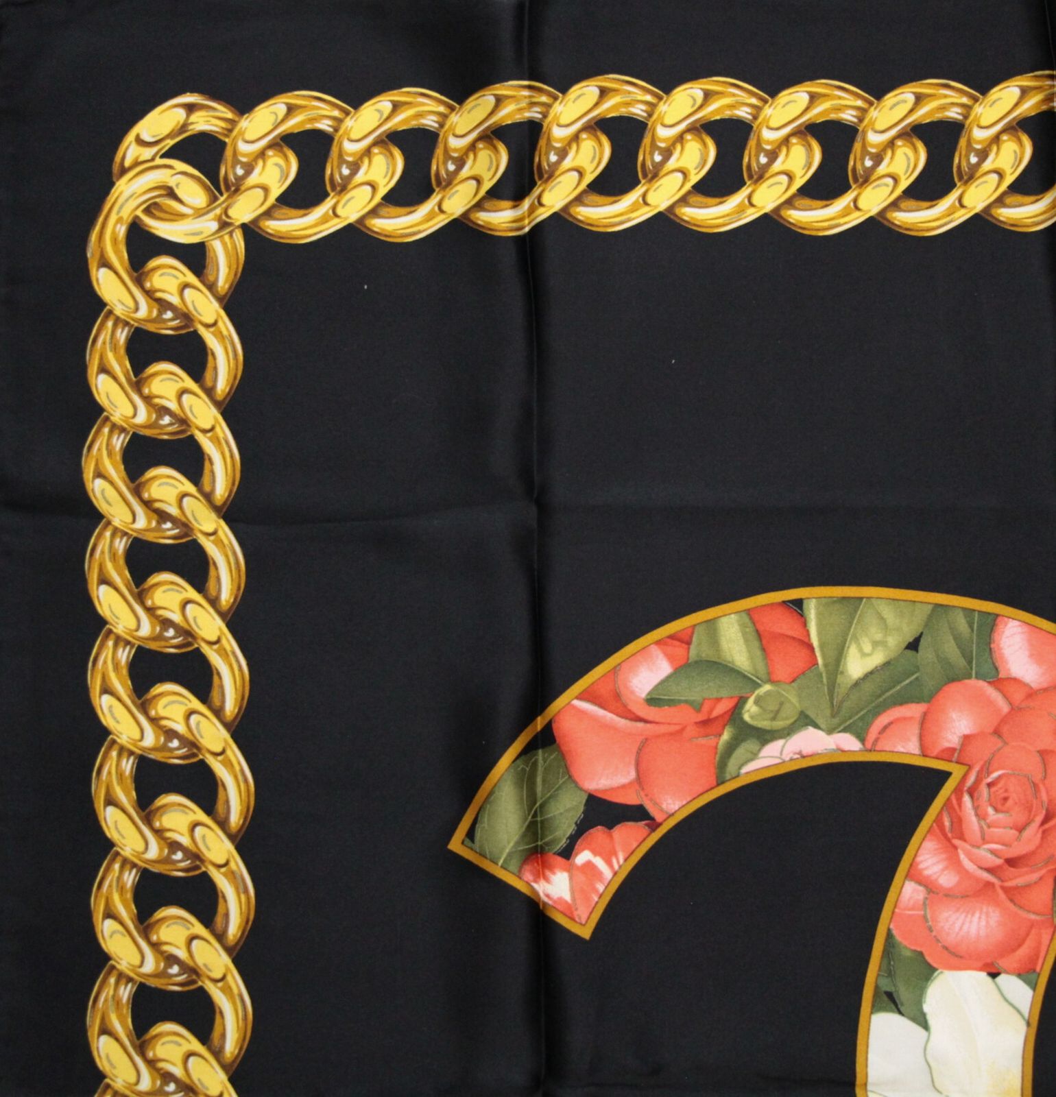 シャネル CHANEL ヴィンテージ 大判スカーフ ココマーク チェーン柄