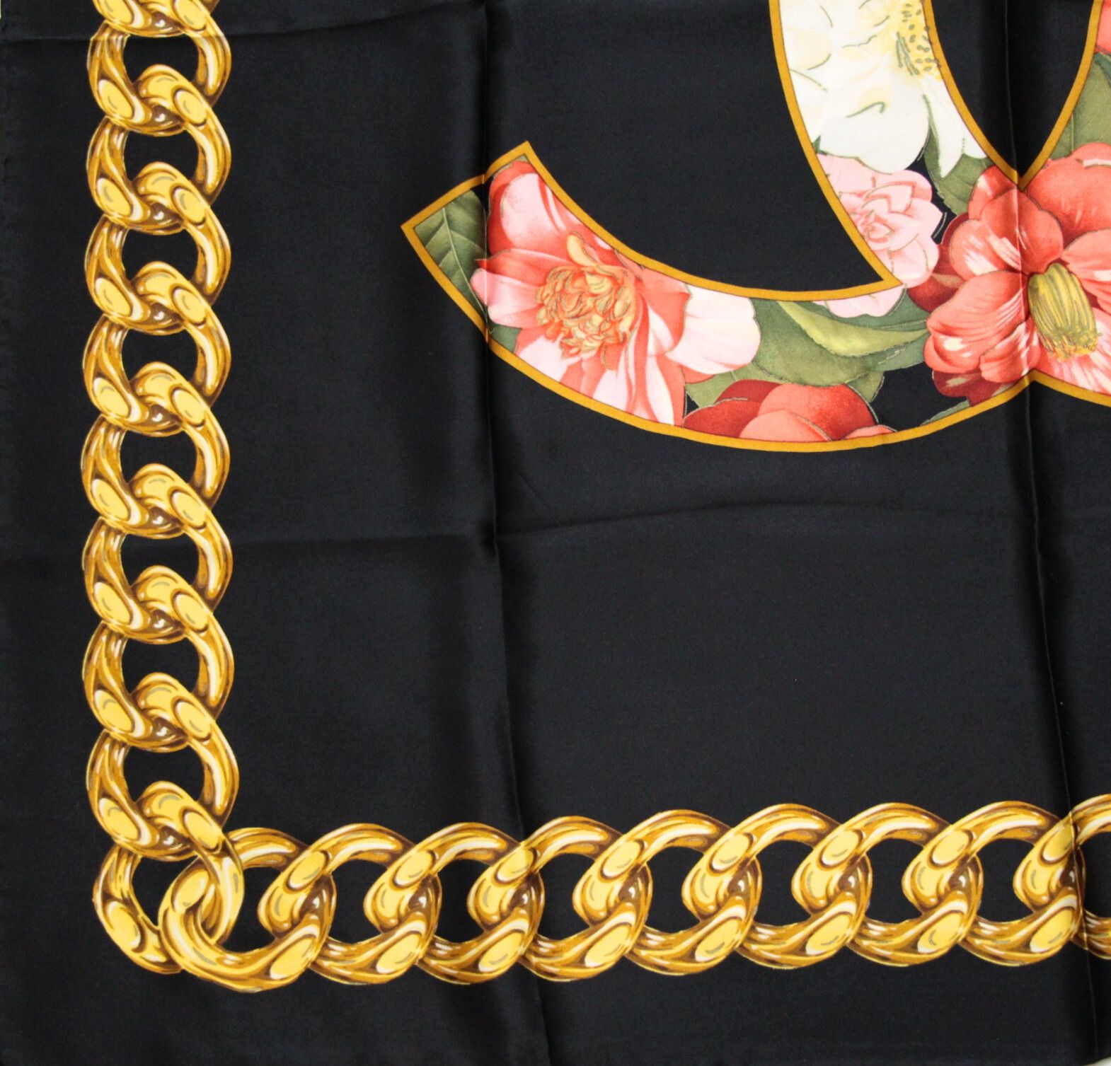 シャネル CHANEL ヴィンテージ 大判スカーフ ココマーク チェーン柄