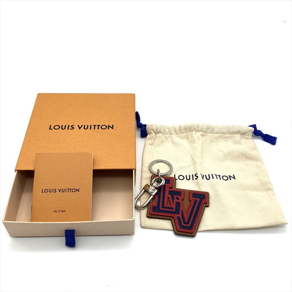  ルイヴィトン LOUIS VUITTON ポルトクレ LVイニシアル キーチェーン キーホルダー キーリング M 61958 レッド ブルー ユニセックス キーホルダー キーリング 小物