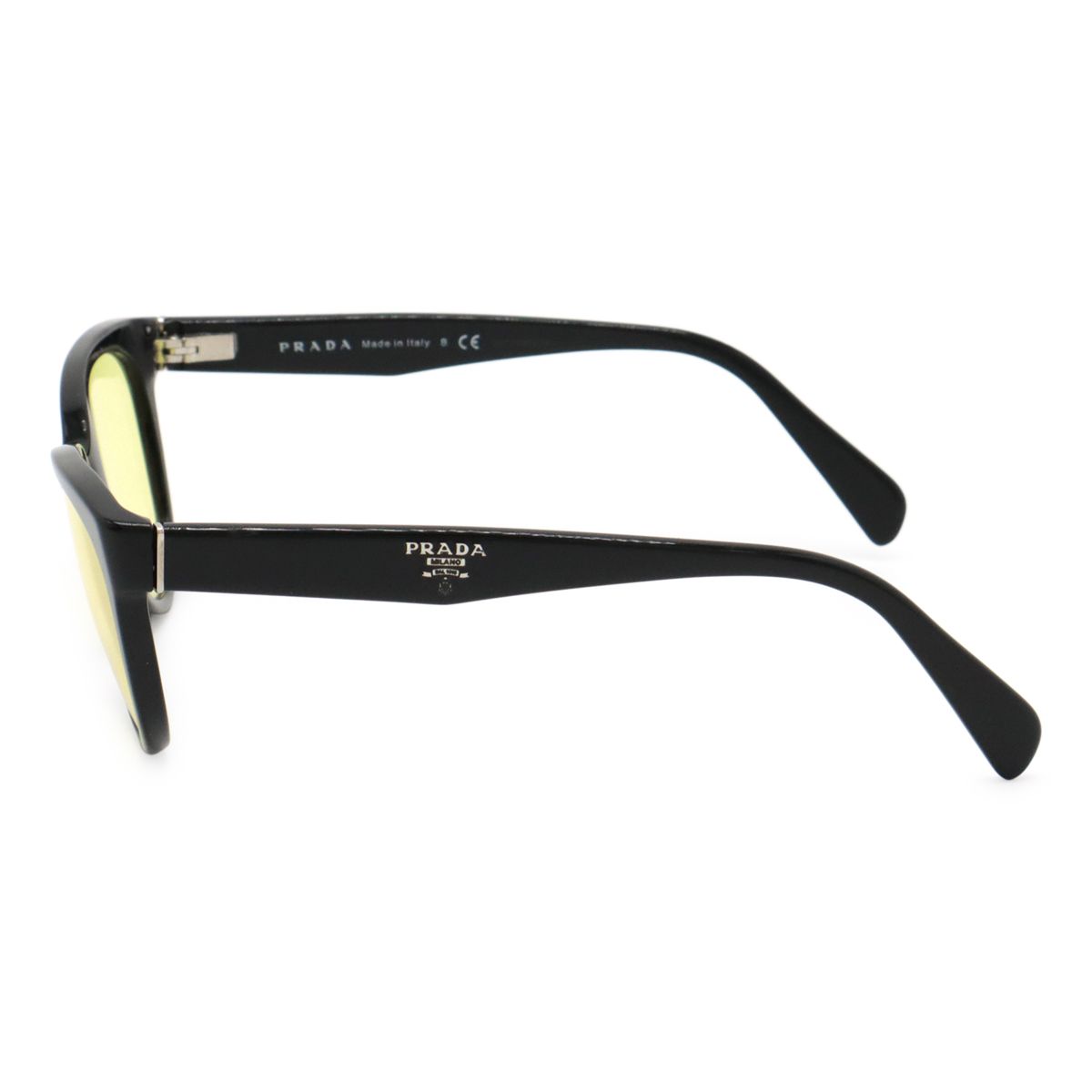 PRADA プラダ サングラス アイウェア キャットアイ クリアイエロー ブラック 黒 シルバー金具 52□17 VPR10P PRADA プラダ サングラス アイウェア キャットアイ クリアイエロー