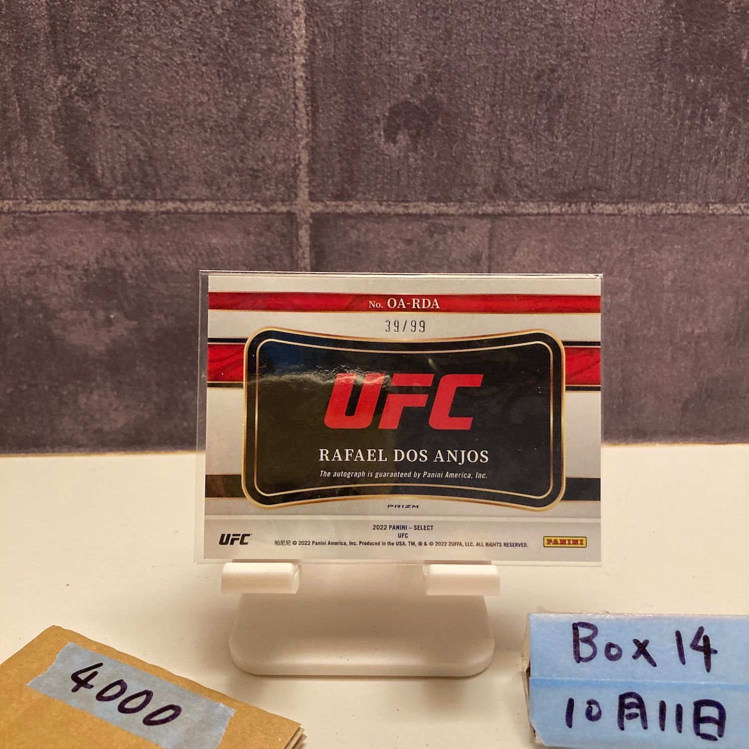 2022 Panini Select Rafael dos Anjos 39/99 直筆サインカード UFC