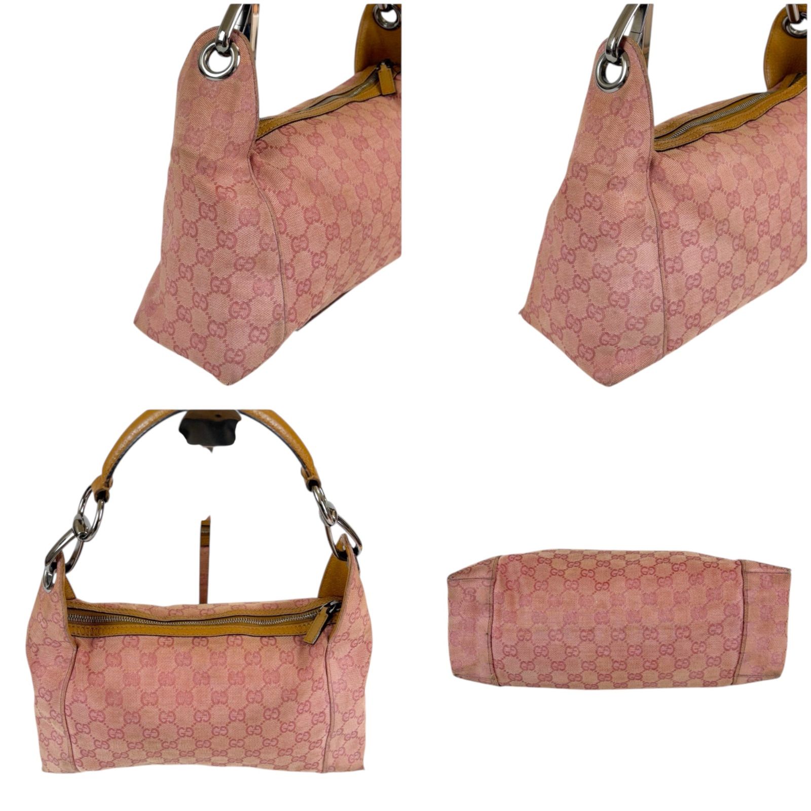 グッチ GUCCI ワンショルダーバッグ GGキャンバス ピンク ホーボー