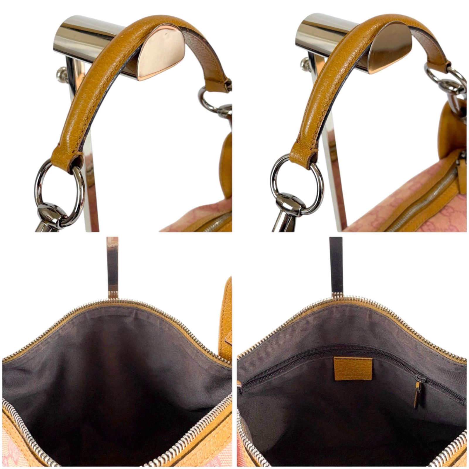 グッチ GUCCI ワンショルダーバッグ GGキャンバス ピンク ホーボー