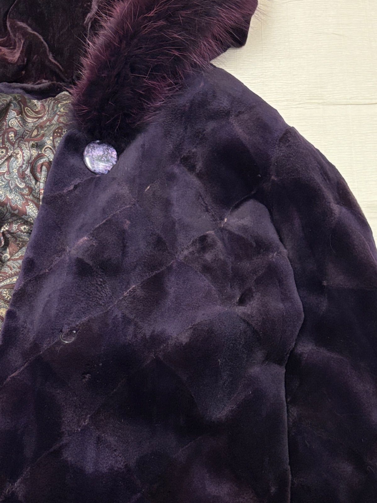 ミンクコート フォックス パープル ロングコート 毛皮 リアルファー