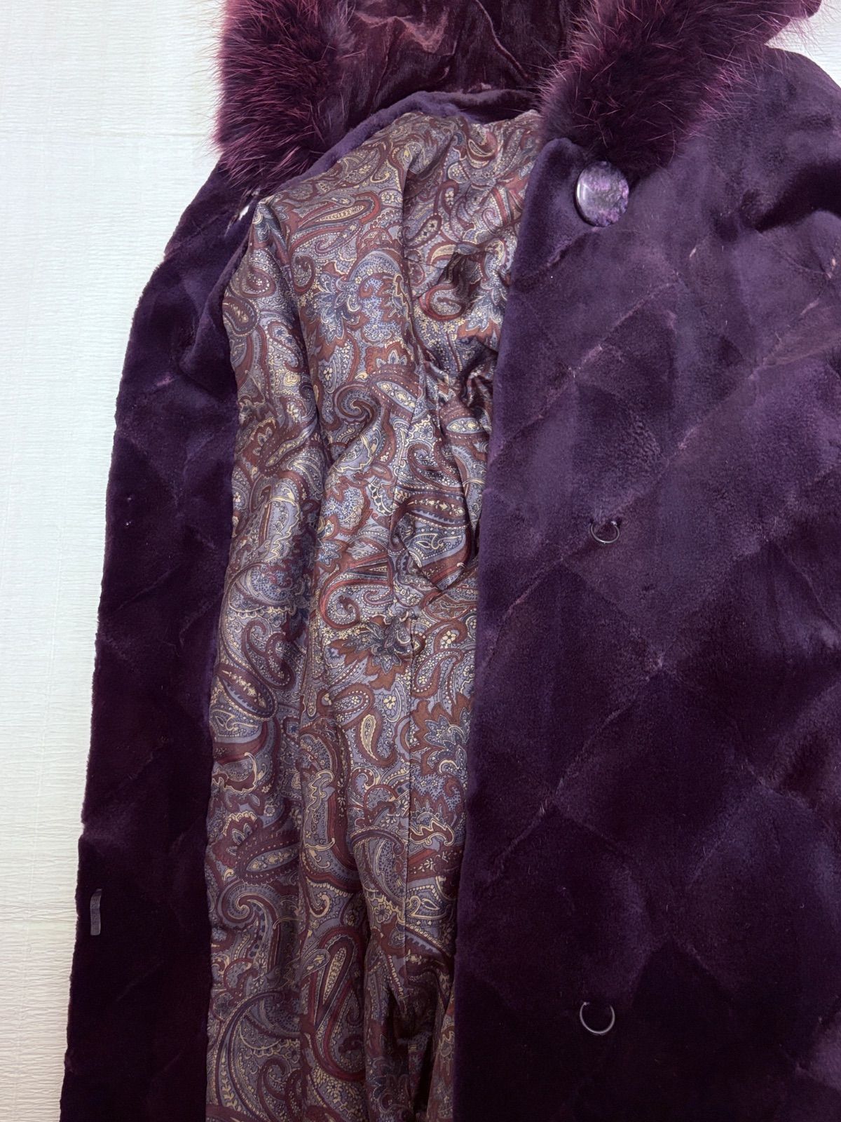 ミンクコート フォックス パープル ロングコート 毛皮 リアルファー