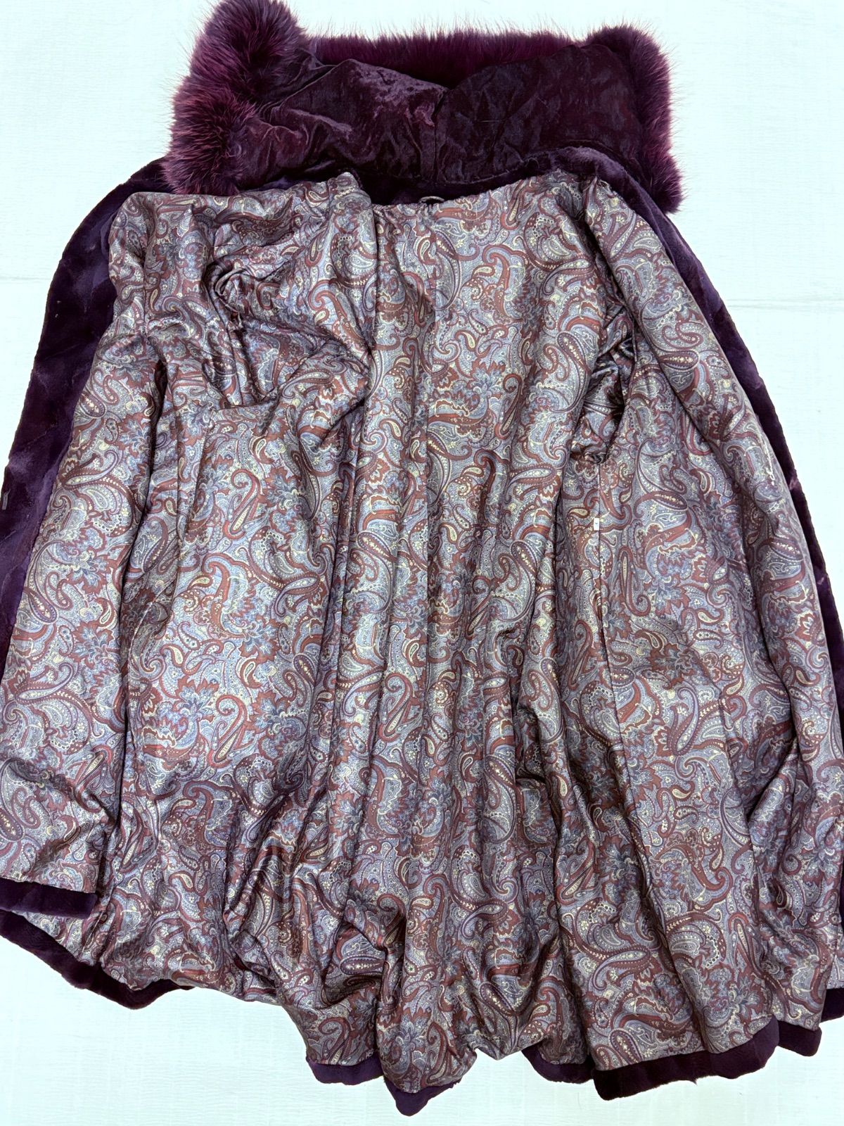 イタリア製✩新品同様✩Aライン✩ミンク✩アンゴラ＆ウール✩ファーコート✩上品 ミンクコート フォックス パープル ロングコート 毛皮 リアルファー